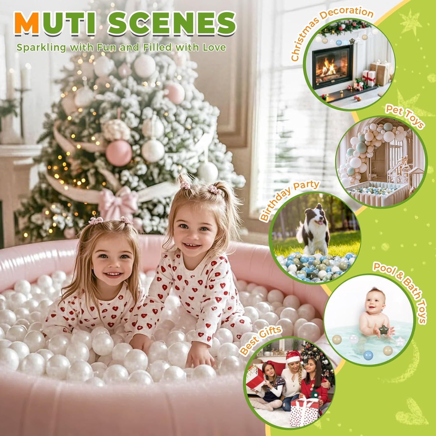 TRENDPLAY Star Ball Pit Balls for Toddlers - Ball Pit Ball Shapes for Boys Girls Fun, Birthday Party, Christmas Decoration