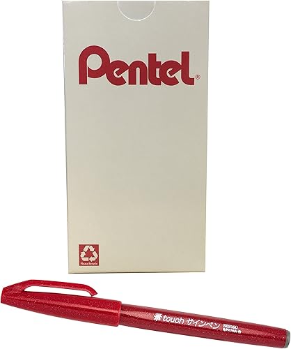 Bolígrafo con punta de pincel Pentel tinta ocre Caja de 12SES15C-Y Rojo Bolígrafo con punta de pincel Pentel tinta ocre Caja de 12SES15C-Y Rojo