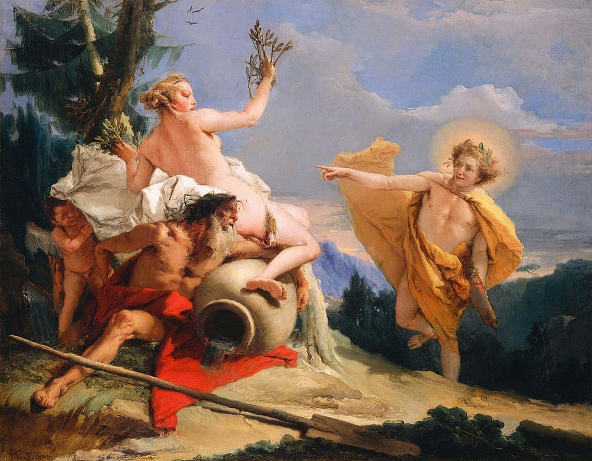 POSTERIIk Vintage Print Pop Art Landscape Artwork Apollo Pursuing Daphne by Battista Tiepolo Art Prints for Office Home Decor 60x90cm