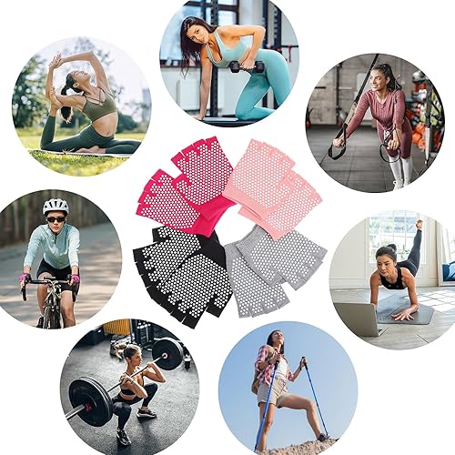 Miniatura 2 de Sewroro 4 pares de guantes de yoga para mujer, sin dedos, antideslizantes, para pilates, baile, entrenamiento, fitness