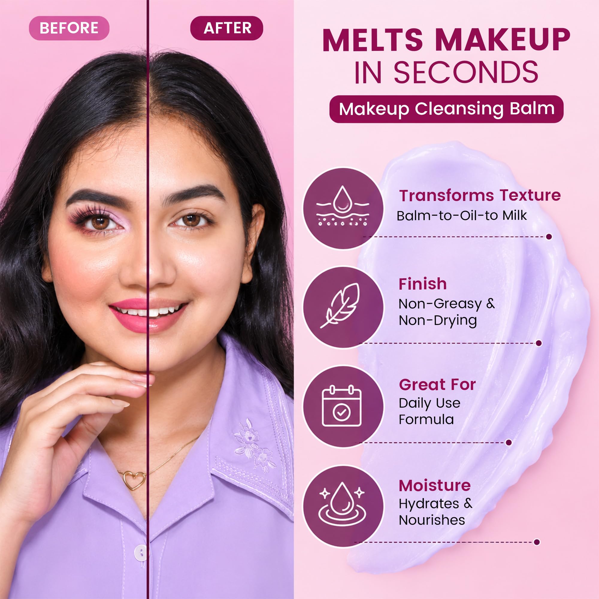 Parul Garg Beauty Cleansing Balm β Gentle Hydrating Makeup Remover | Dissolves Waterproof Makeup, Nourishes & Refreshes Skin | Non-Greasy, Lightweight, All Skin Types 3
