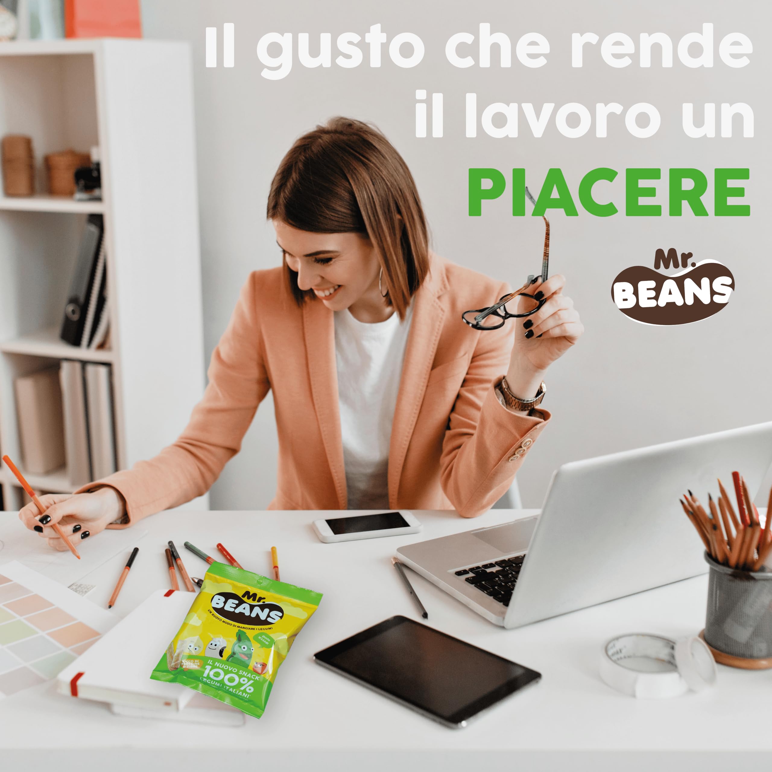 Mr. Beans, Snacks Salados a Base de Legumbres, Ricos en Fibra y Proteínas, No Fritos, Sin Gluten, Sabor Queso, 12x40 g