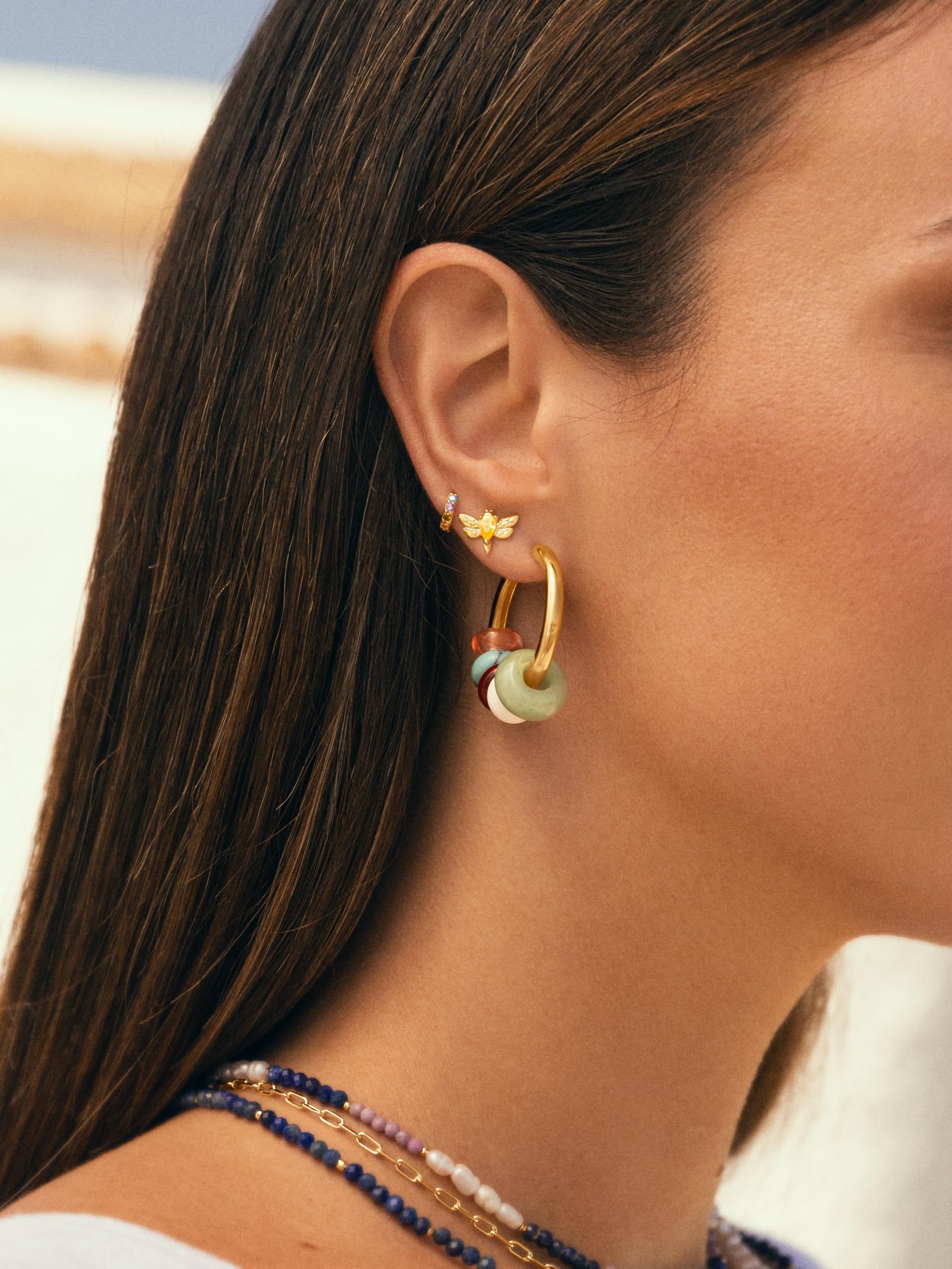 SINGULARU Pendientes Mujer Carmen True Colors Acero Baño Oro