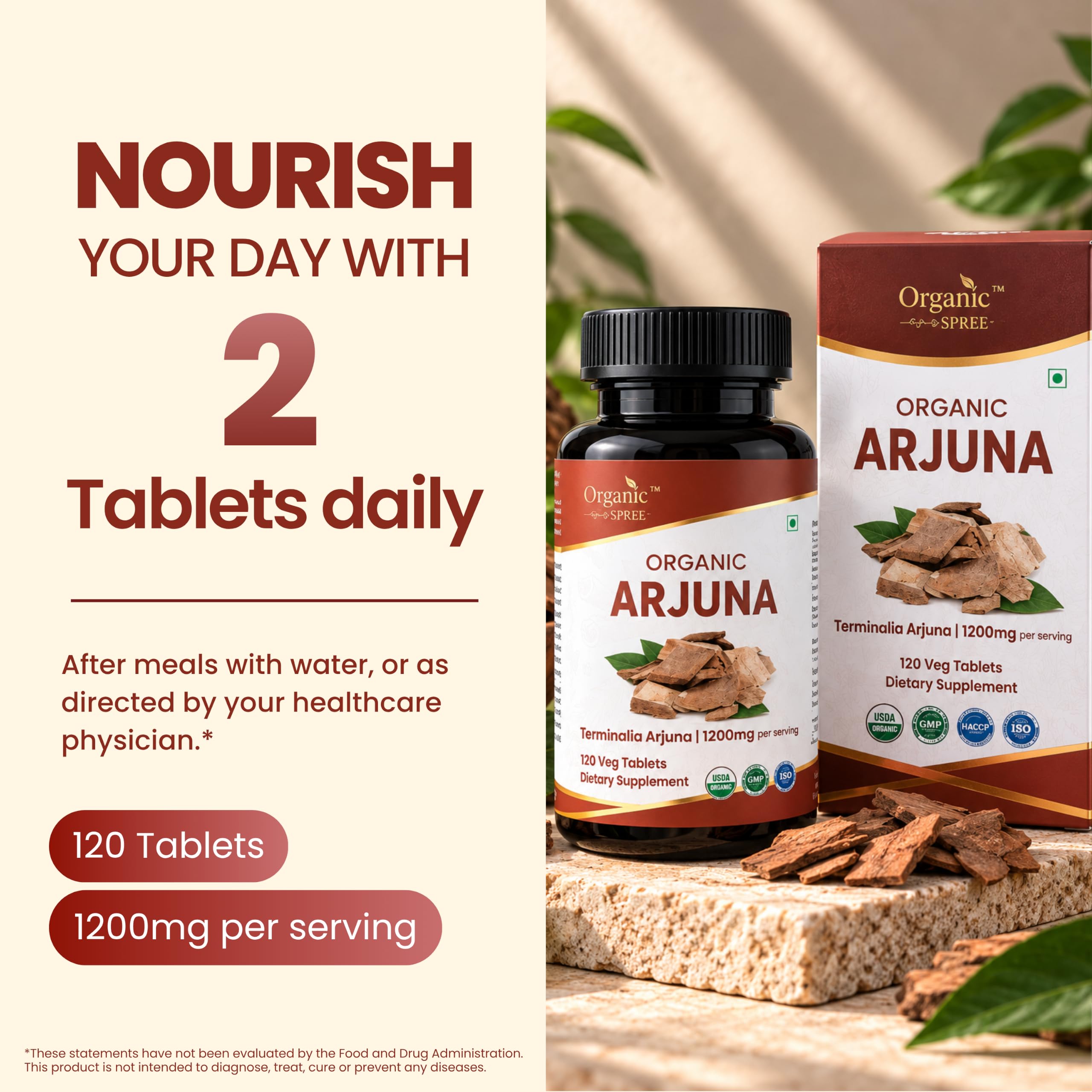 ORGANIC SPREE Arjuna 120 Tablets - Supports Heart Health & Daily Wellness* - Terminalia arjuna - 60 Days Supply - USDA Organic, GMP, HACCP Certified — Amazon image 8
