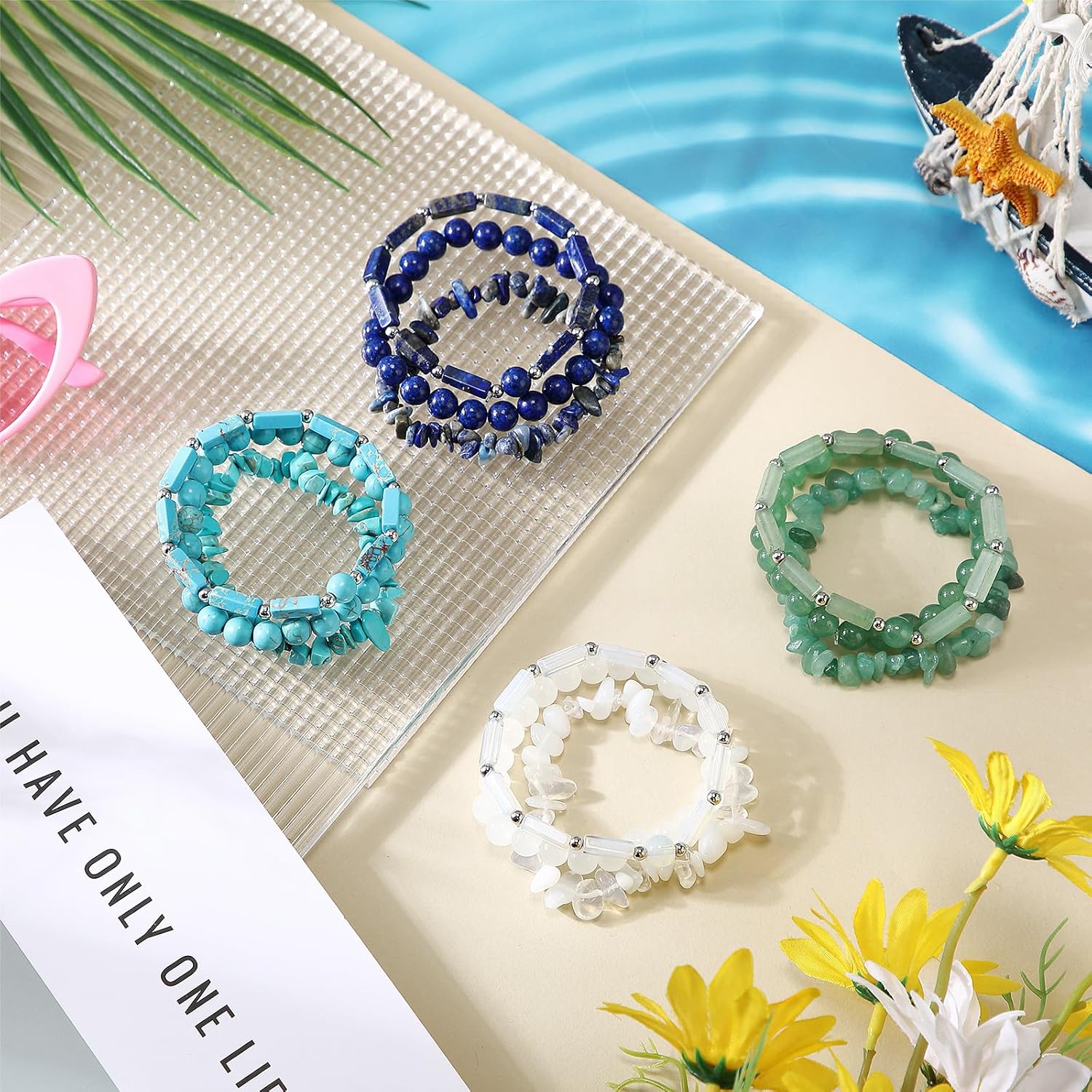 12 Pcs Natural Stone Beaded Bracelets for Women Men 8mm Semi-precious Gemstone Beaded Bracelets Handmade Stretch Healing Crystal Jewelry Accessories - Image 4