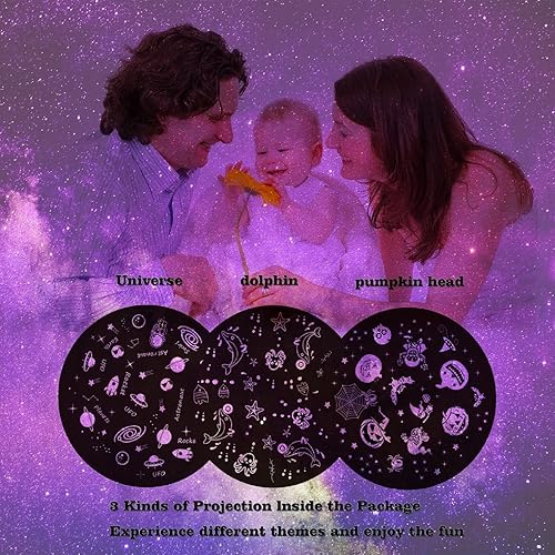 Miniatura 4 de Luz de delfín para dormitorio con proyector de luz nocturna automática para niños, luz nocturna de estrella (azul)