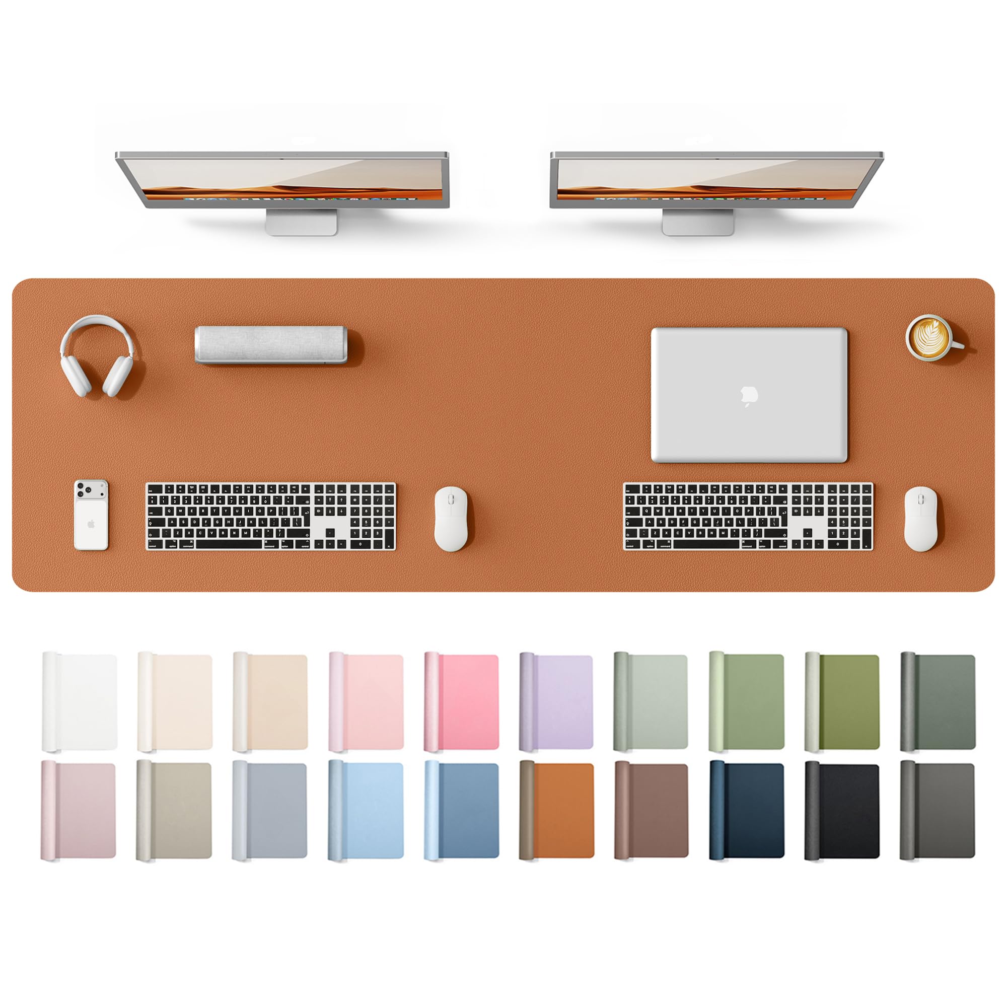 YSAGi Leather Desk Protector, Office Mat, Large Mouse Mat, Non-Slip PU Leather Blotter, Laptop Desk Mat, Waterproof Writing Pad for Office and Home(Brown, 63" x 17.2")