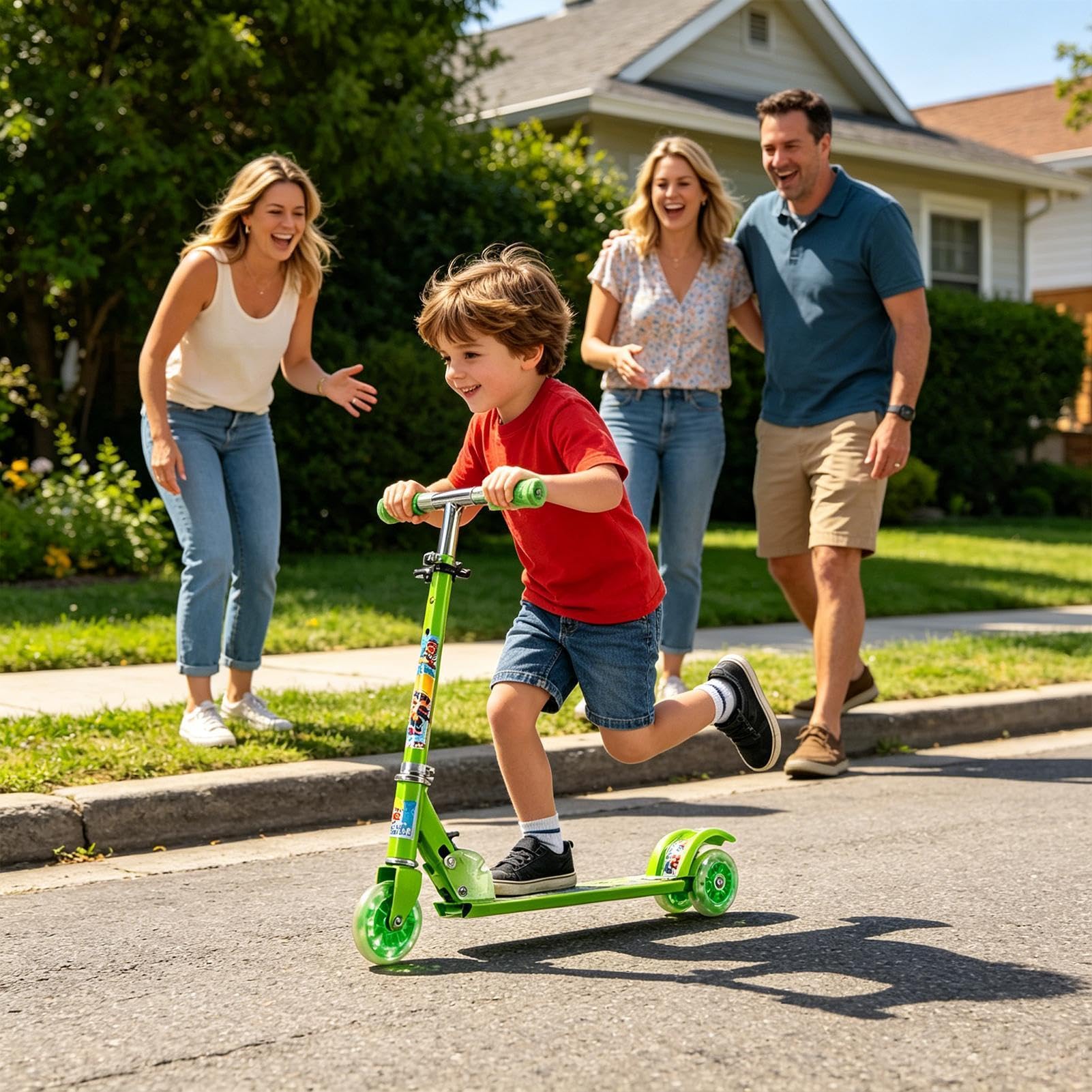 Monopattino A Spinta Per Bambini Giocattolo Pieghevole Con Ruote LED | Monopattino Sportivo Leggero Per Sport All'Aperto Passeggiate Parchi Viaggi Campeggio Vacanze Ragazzi Adolescenti Età 3-10