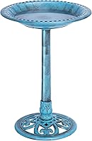 VIVOHOME 28-Inch Antique Blue Polyresin Bird Bath - Lightweight Durable Outdoor Garden Bath for Birds