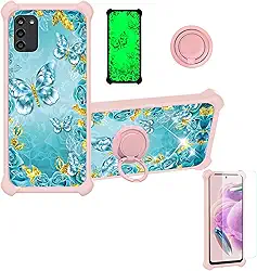 Capa para celular Nokia C300 N155dl compatível com Nokia C300 [com protetor de tela de vidro temperado][PC rígido + silicone macio][glitter dourado + luminoso] JSF-YHD