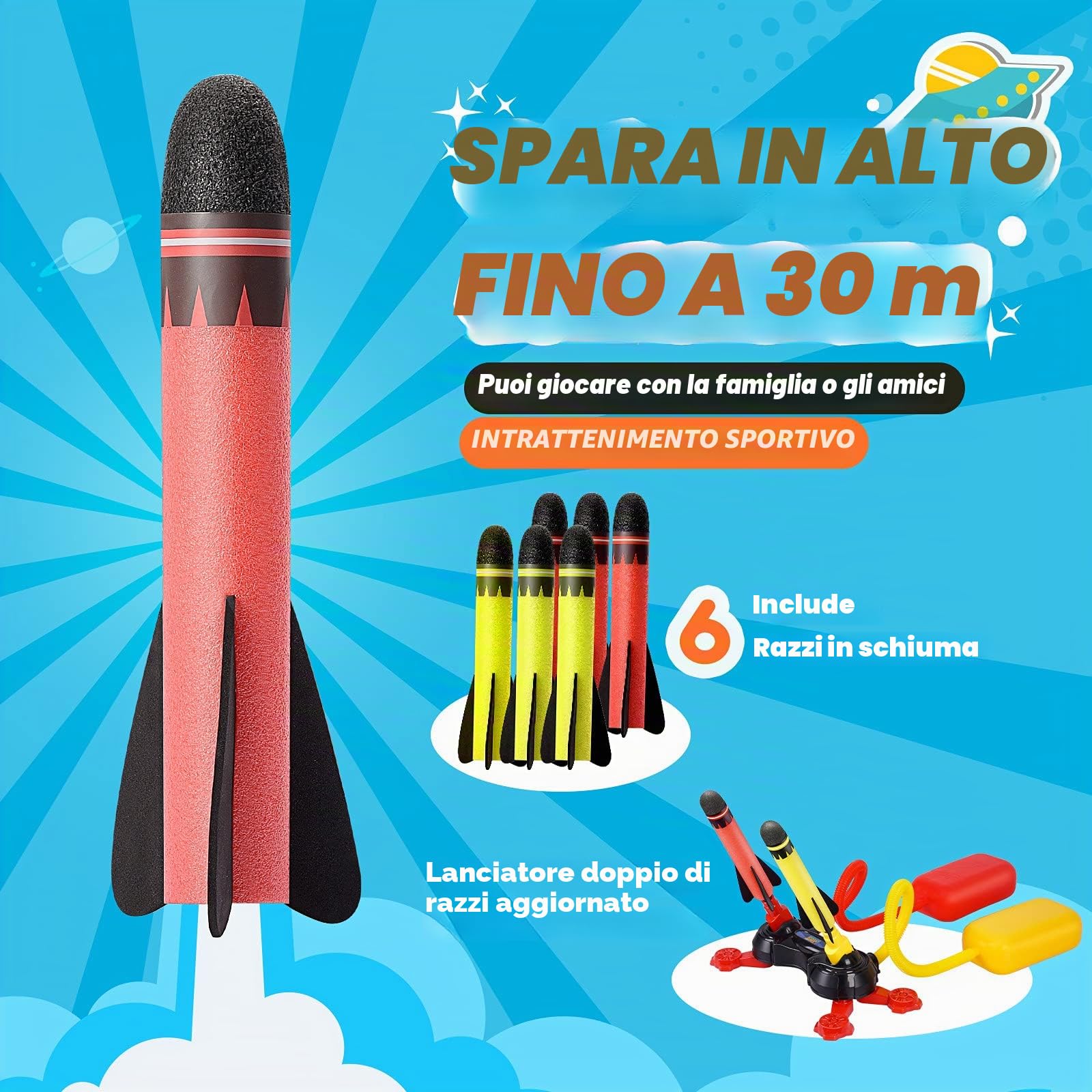 Anginne Razzo Spaziale Giocattolo, Regalo Bambino 3-10 Anni Maschio Regali Natale per Bambini Giocattoli Bambino 3-11 Anni Giochi da Giardino Esterno per Bambini Giochi Bambini 3-12 Anni