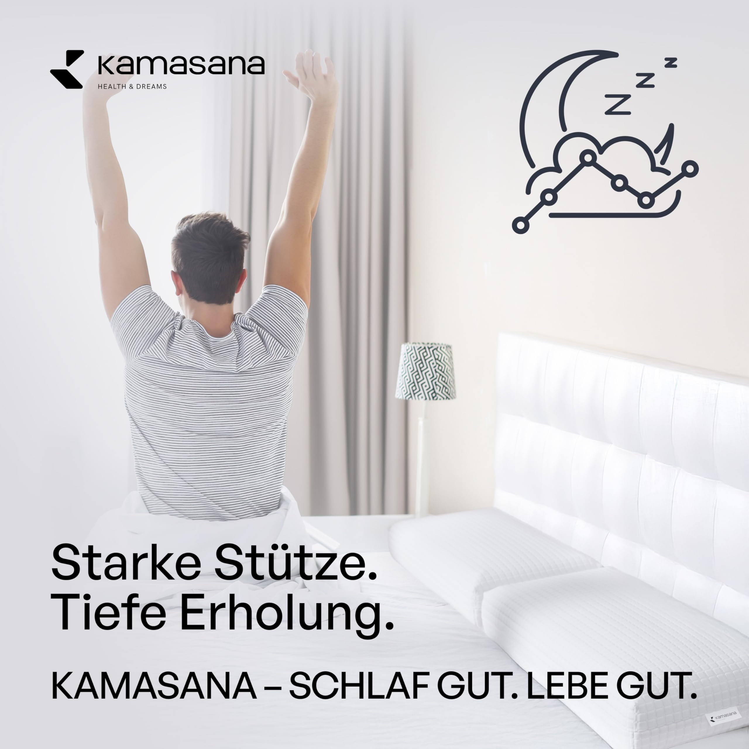 Hohes Memory Foam Seitenschläferkissen 40 x 80 x 16 cm – Orthopädisches Nackenstützkissen – Ergonomisches Kopfkissen mit weicher und Fester Seite