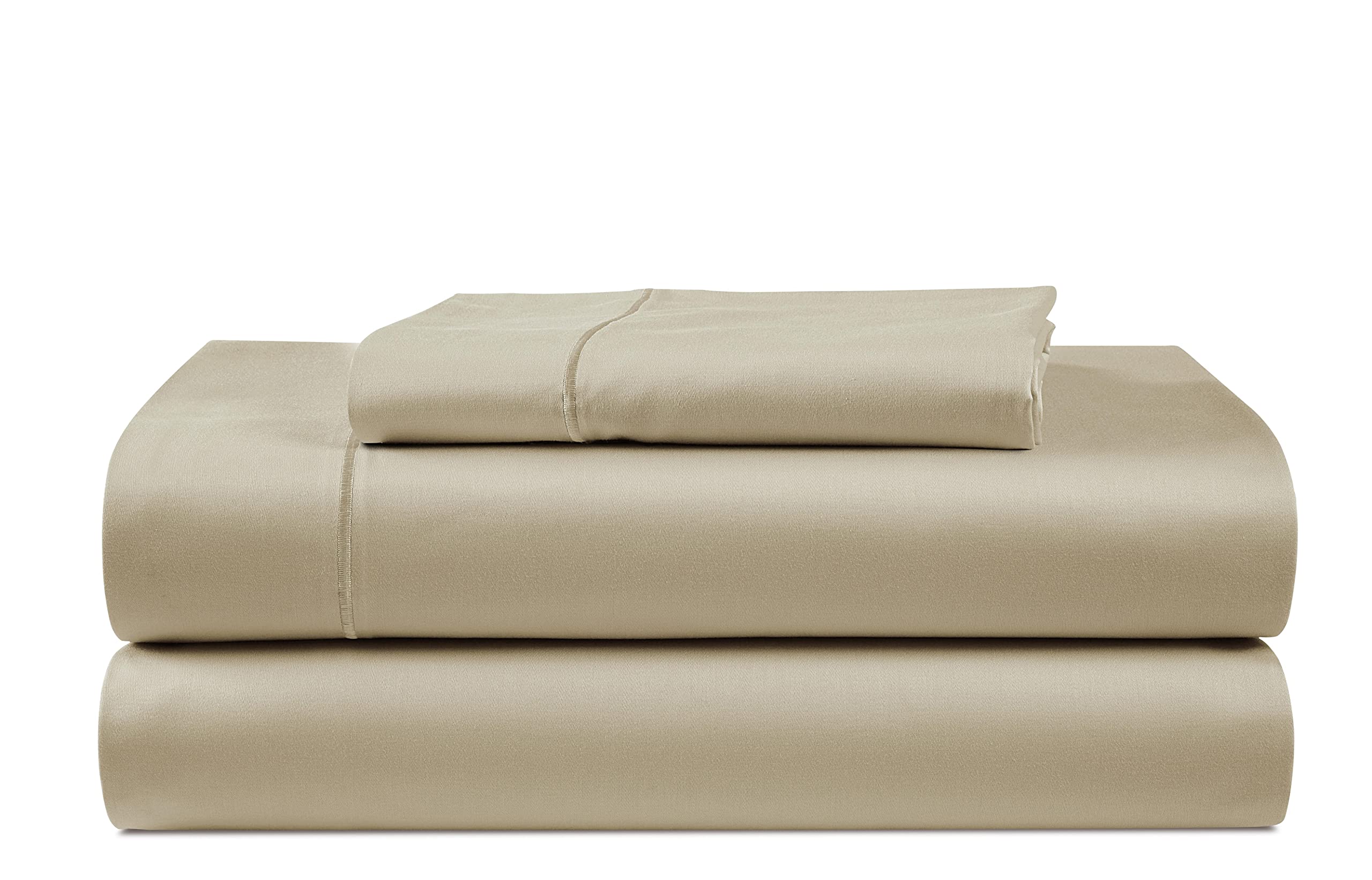 100% Egyptian Cotton Sheet Set Queen Size – Silky Sateen Weave Queen Sheet Set for Winter Sleep Comfort, 15" Snug Fit Deep Pocket, Breathable & Durable, Hotel-Quality Soft Luxury You Can Feel - Taupe — view 22