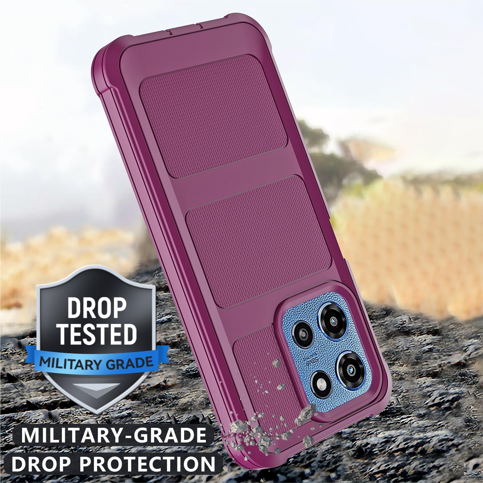 Custodia per Motorola Moto G 2026/2025, custodia per Moto G Play 2026 con fondina con clip per cintura, protezione resistente a 2 strati, anti-goccia, antiurto (rosso vinaccio)