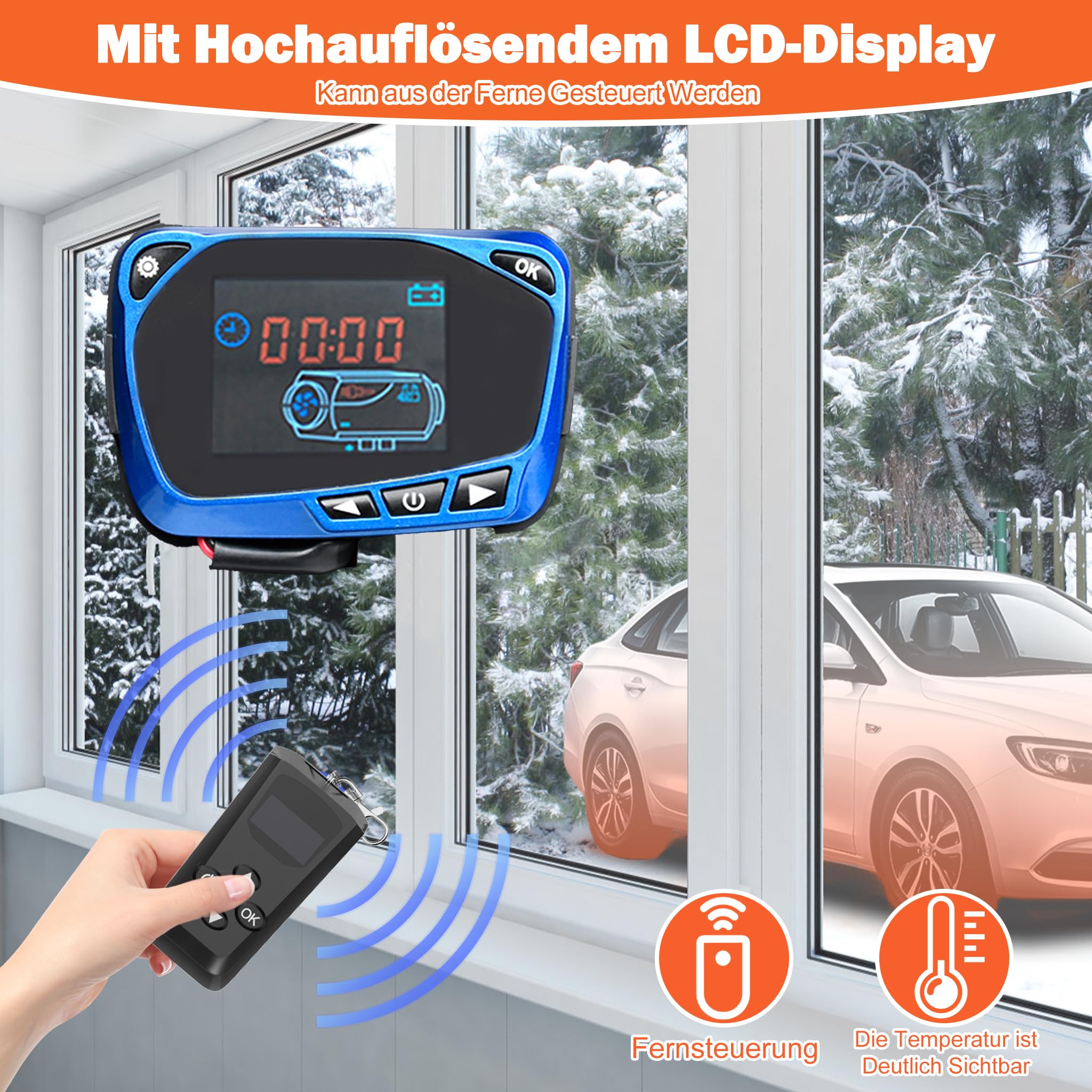 Froadp 8 kW nagrzewnica postojowa na olej napędowy 12 V, pionowa nagrzewnica na olej napędowy z LCD pilotem zdalnego sterowania i przełącznikiem oraz zbiornikiem 5 L, nagrzewnica powietrza na olej