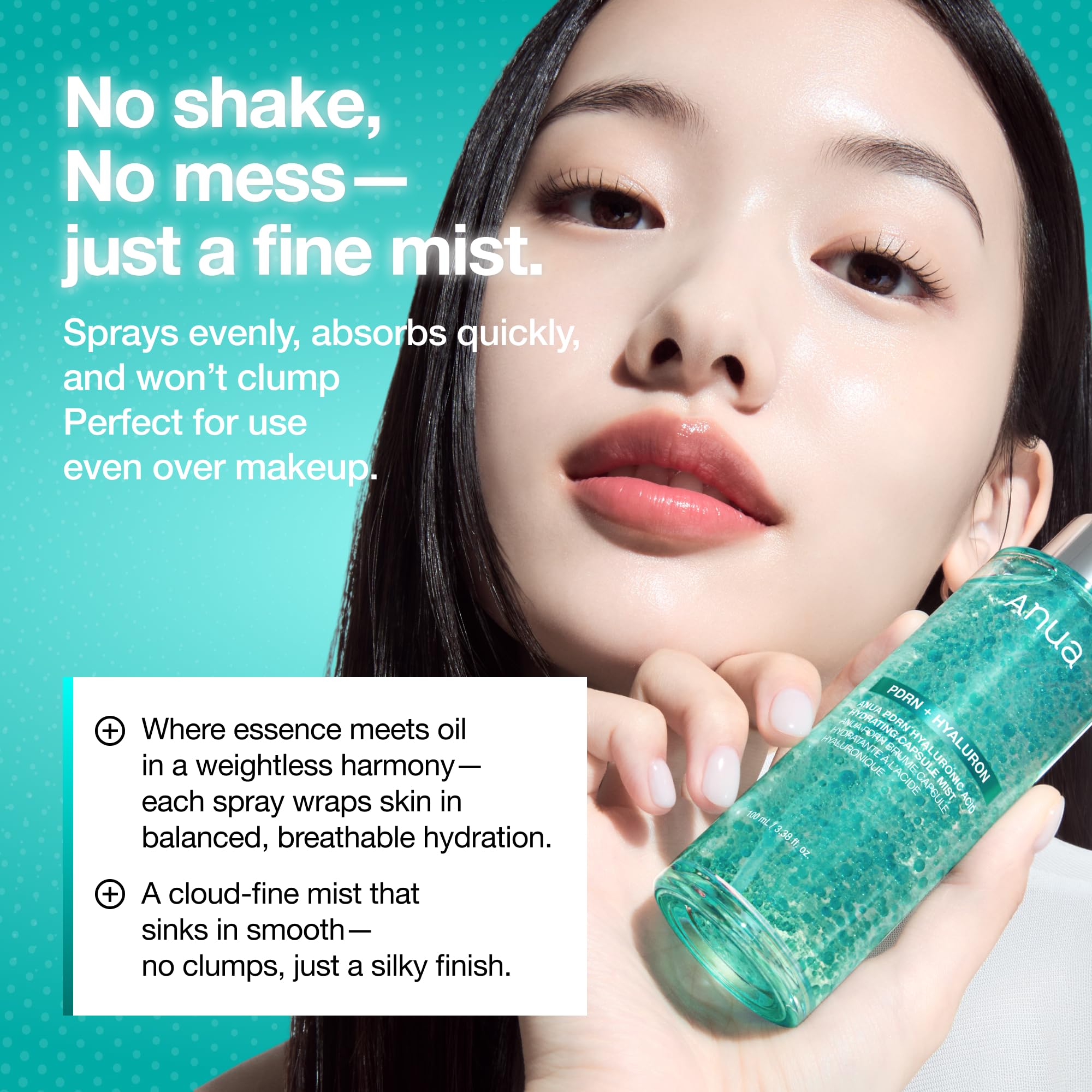Anua PDRN Collagen Glow Gesichtsserum Spray, feuchtigkeitsspendender Gesichtsnebel mit Hyaluronsäure für alle Hauttypen, straffende Pflege, Korean Skincare, 100ml