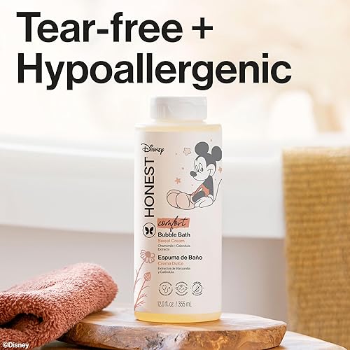 Miniatura 26 de The Honest Company Baño de burbujas espumoso suave para bebé derivado naturalmente sin lágrimas, hipoalergénico, almendra dulce nutritiva, 12 onzas