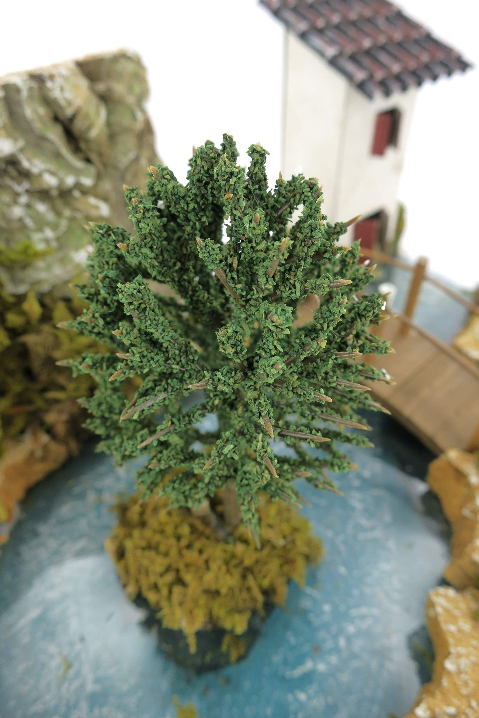 Laghetto Di Fiume Per Presepe – Parte Terminale Componibile, In Legno E Muschio, 16x14x3 Cm, Fatto A Mano In Italia