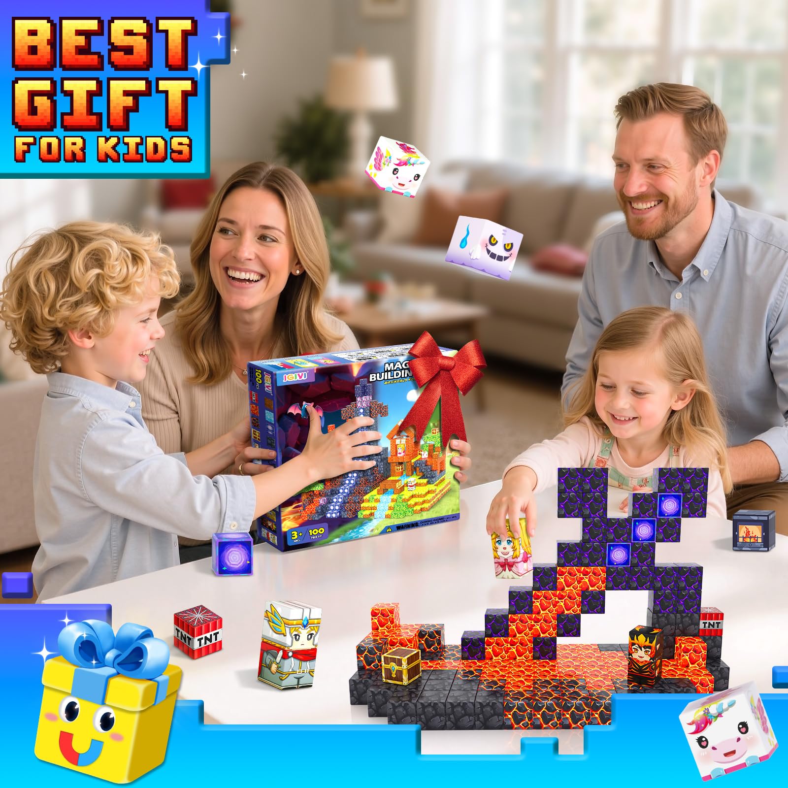 Amazon.com: Magnetic Blocks - Build Mine 3D Magworld Forest Lava