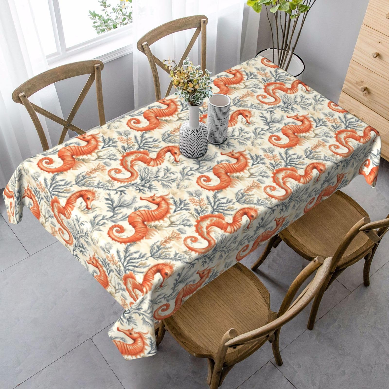Nappe rectangulaire orange infroissable contre les plis et corvées