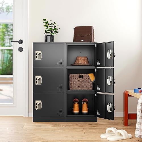 Miniatura 9 de SISESOL Taquillas de metal para empleados, armario de acero grande, armario de pared de metal, caja de bloqueo de empleados de oficina, gabinete de