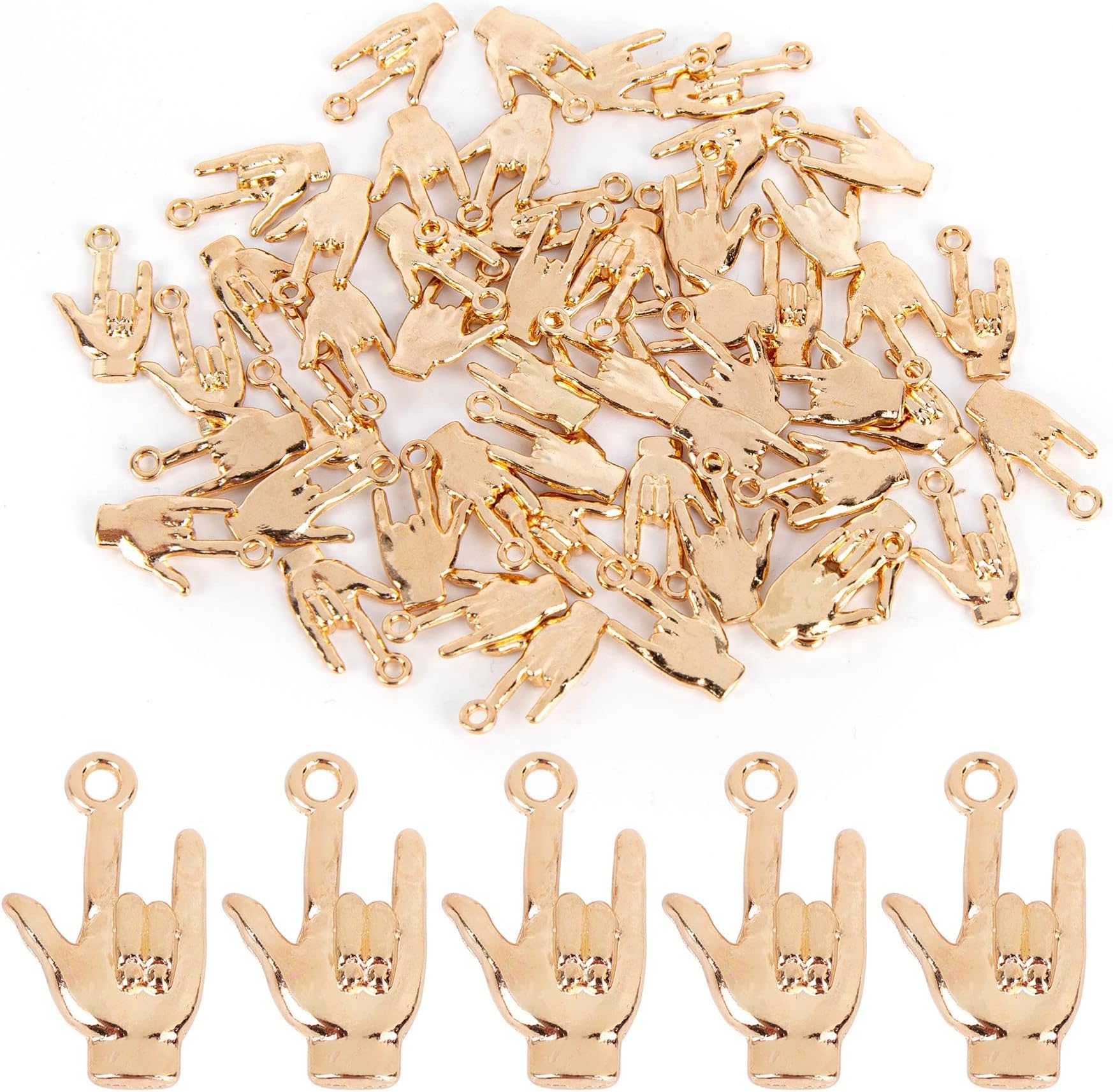 I Love You Hand Sign Charm Hand Gesture Pendants for Bracelet Necklace DIY Crafts Jewelry Making