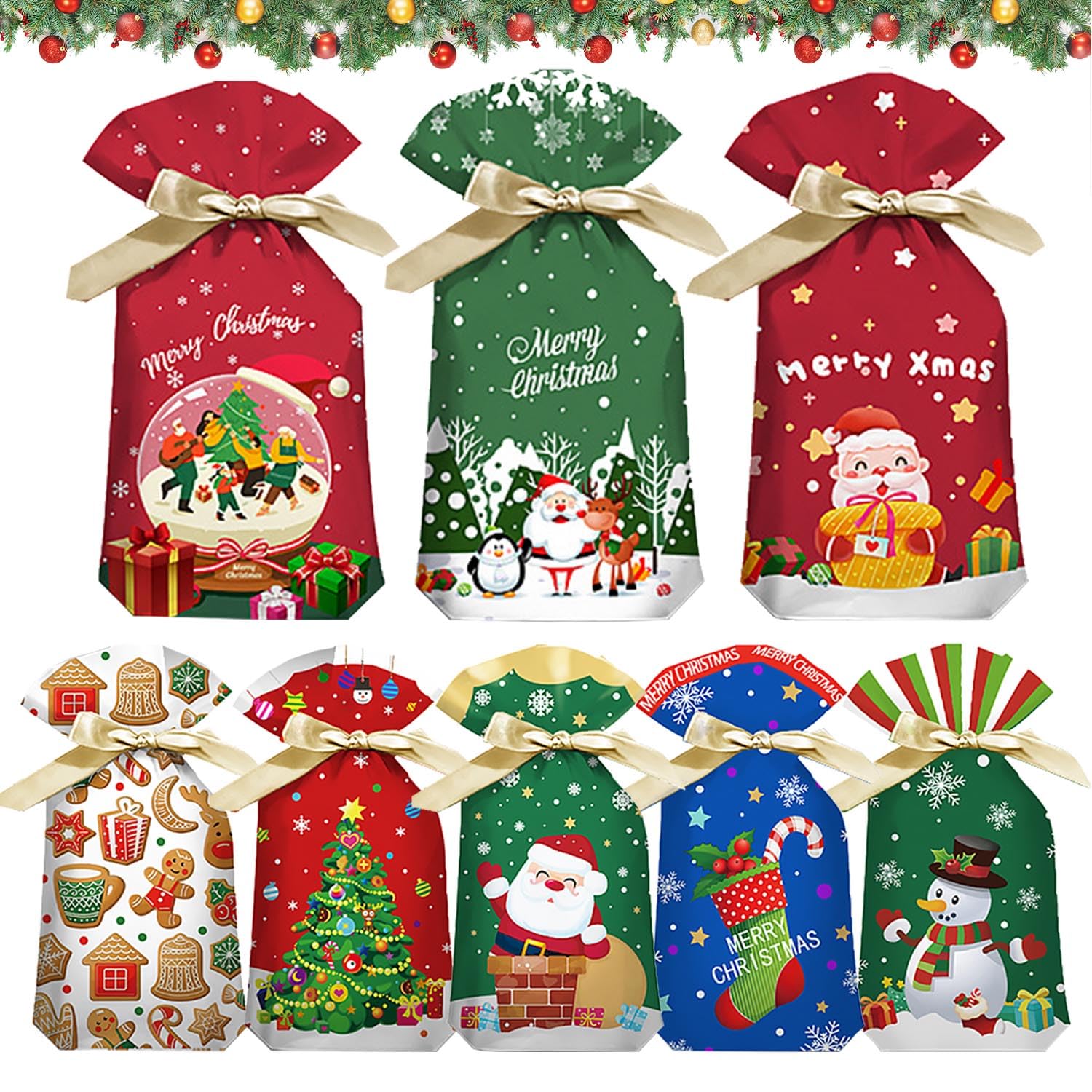 12 stuks kersttassen voor geschenken 6 patroonzakken Xmas Kraft 12 stuks kersttassen voor geschenken 6 patroonzakken Xmas Kraft