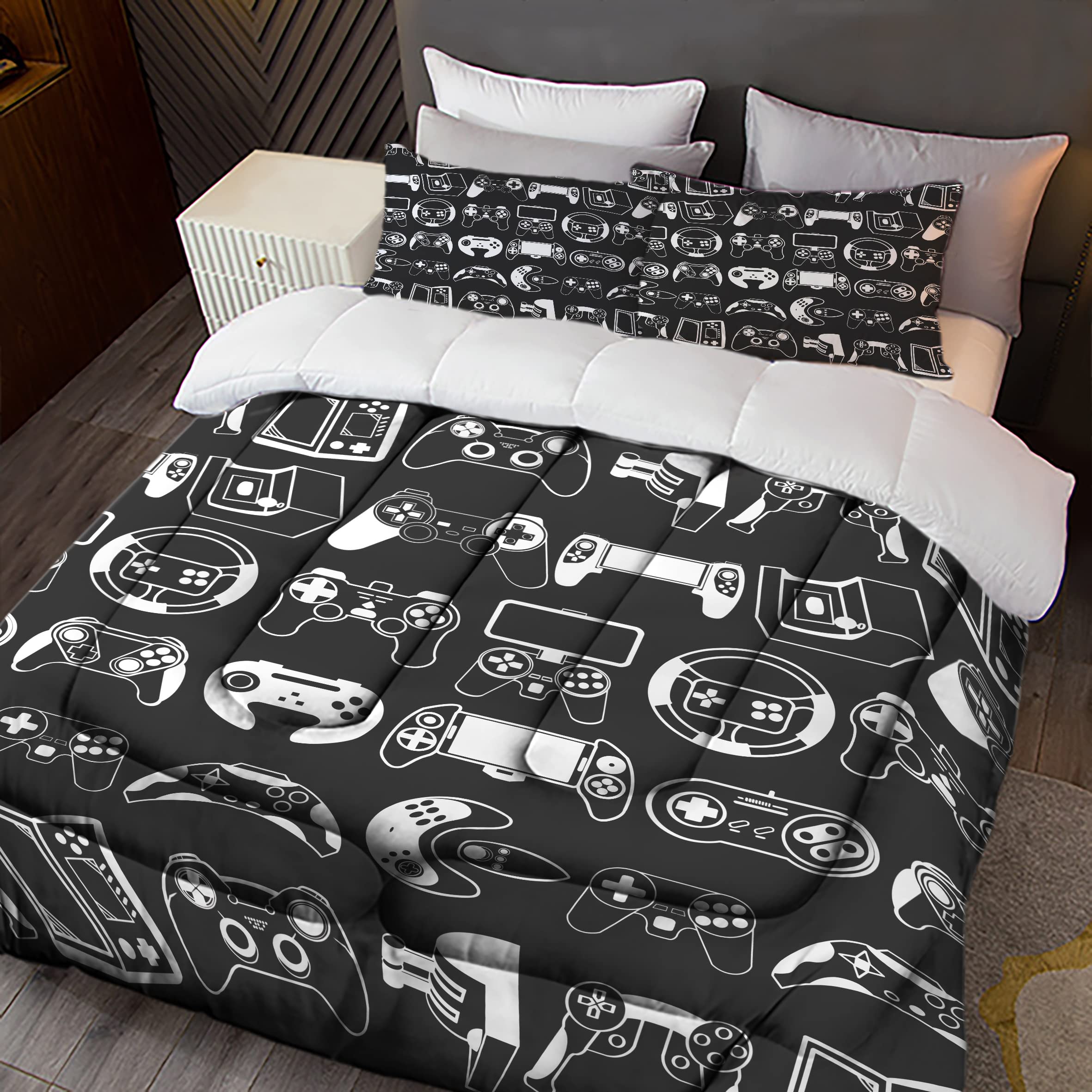 Sunnycitron Gamer Comforter Set for Boys Gaming Bed Comforter Sets Gamer Bedding Sets Boys Gaming Comforter Sets Full Size Bed Set Teen Boy Room Decor,1 Comforter 2 Pillowcases