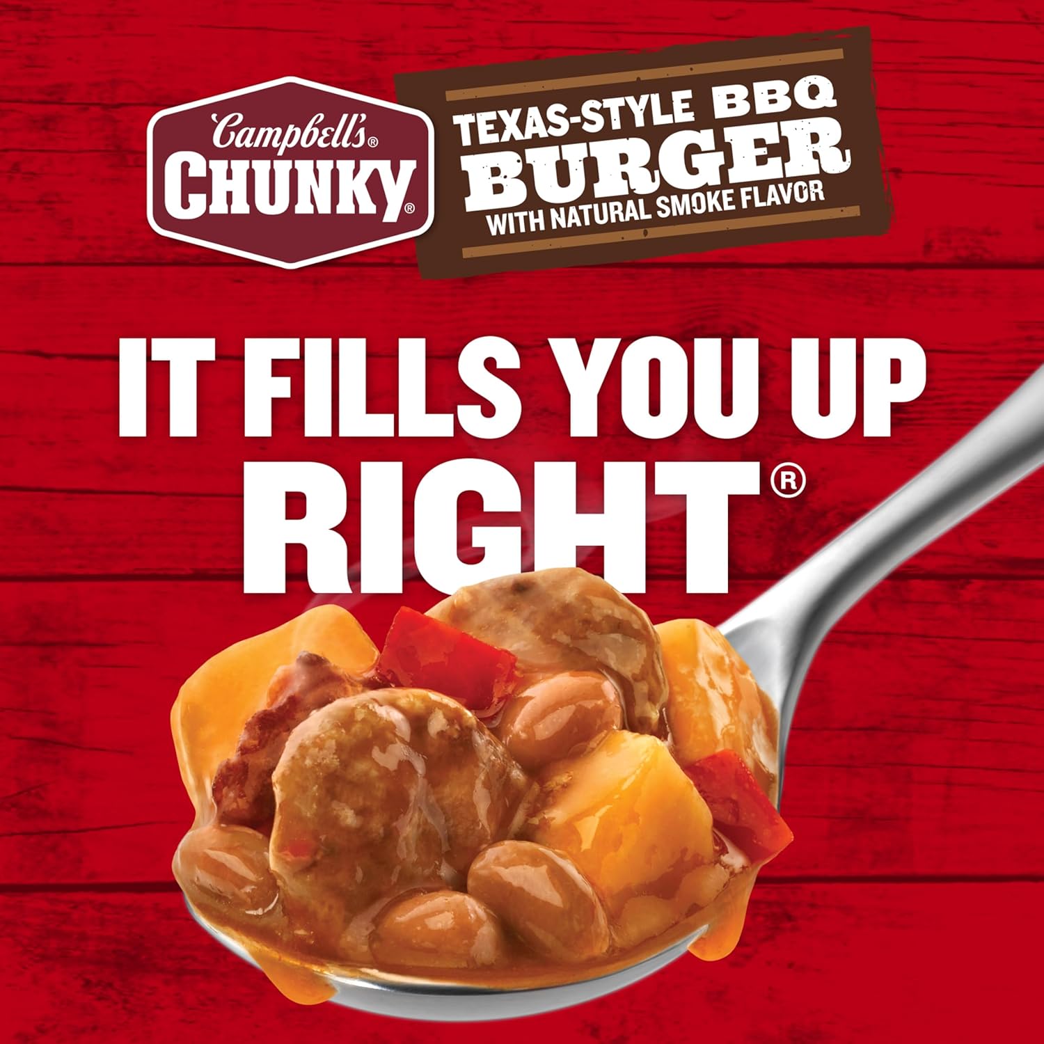 Campbell's Chunky Texas-Style BBQ Burger with Natural Smoke Flavor Soup, 18.8 oz Can (Pack of 12)