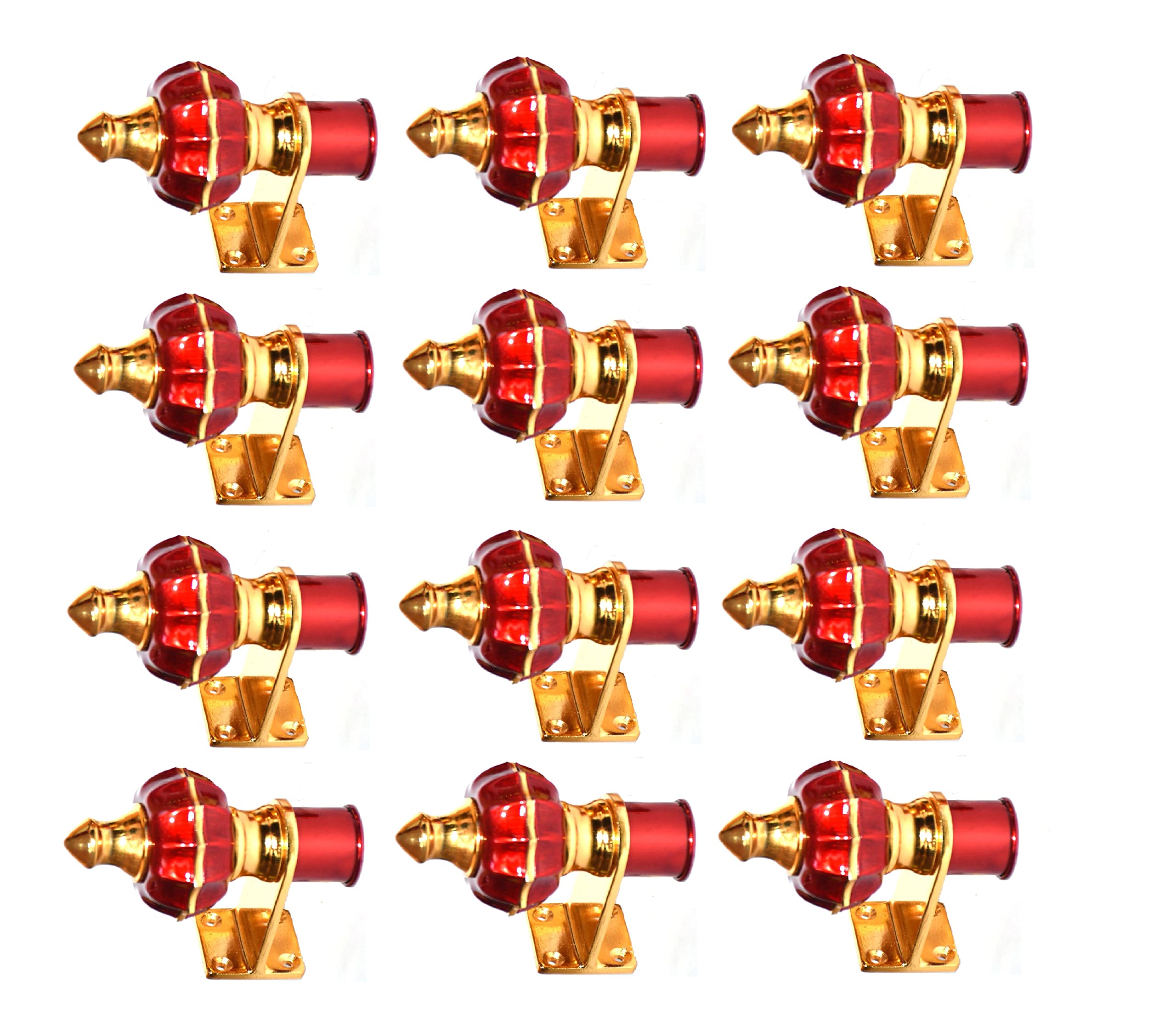 GHAR DWAR Ghardwar (Pack of 6 Pair) Zinc Alloy Antique Mandir 12 Pehel Cherry Gold Finish Curtain Bracket Window Curtains Holder Support for Window & Door Fitting