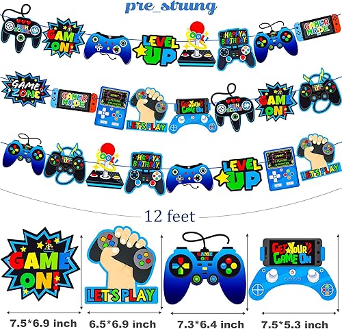 Miniatura 3 de Cartel de controlador de videojuegos, decoración de fiesta de videojuegos, decoración de cumpleaños para niños, suministros de fiesta, guirnalda de