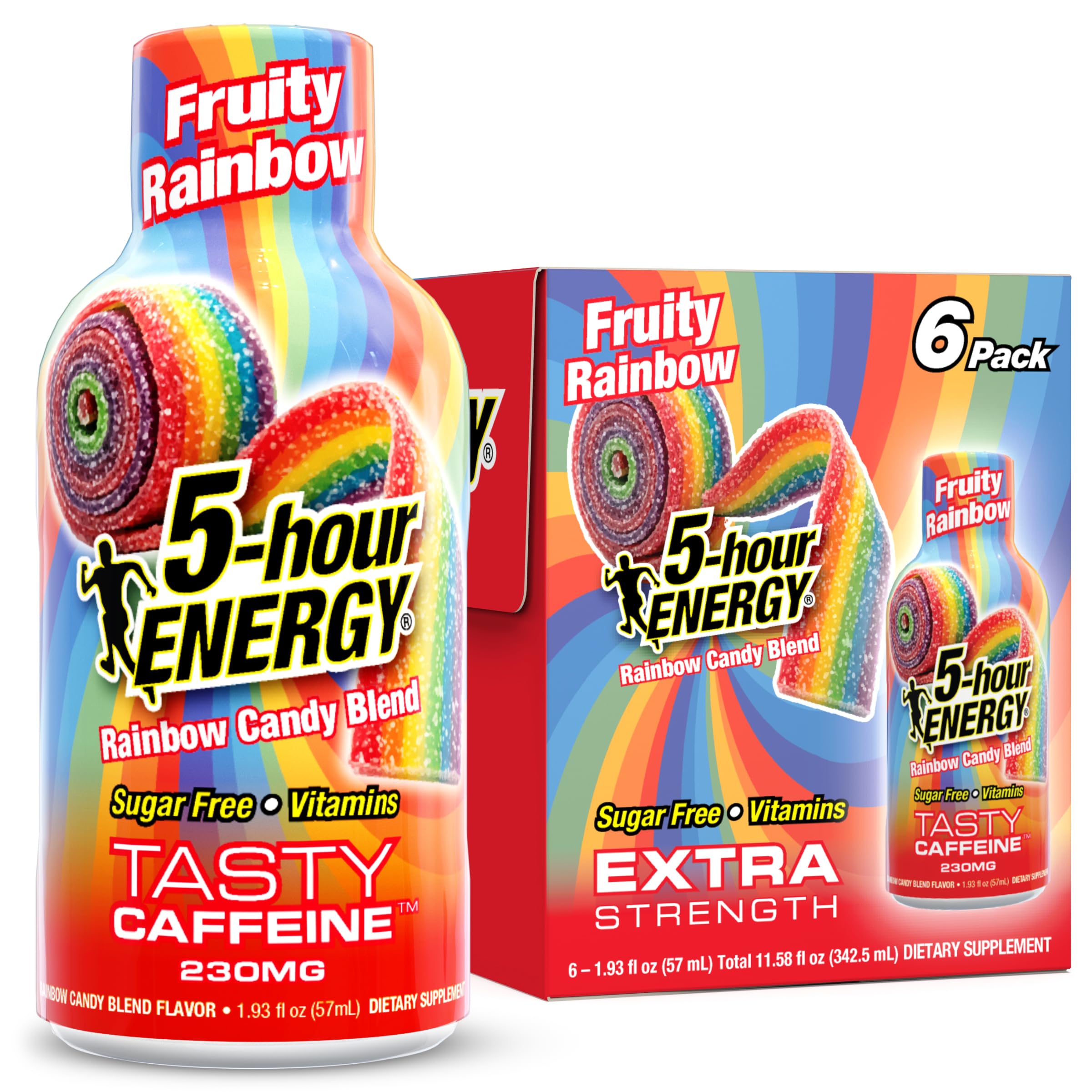 Amazon.com : 5-hour ENERGY FRUITY RAINBOW Flavor, 6 Count, 1.93 Fl
