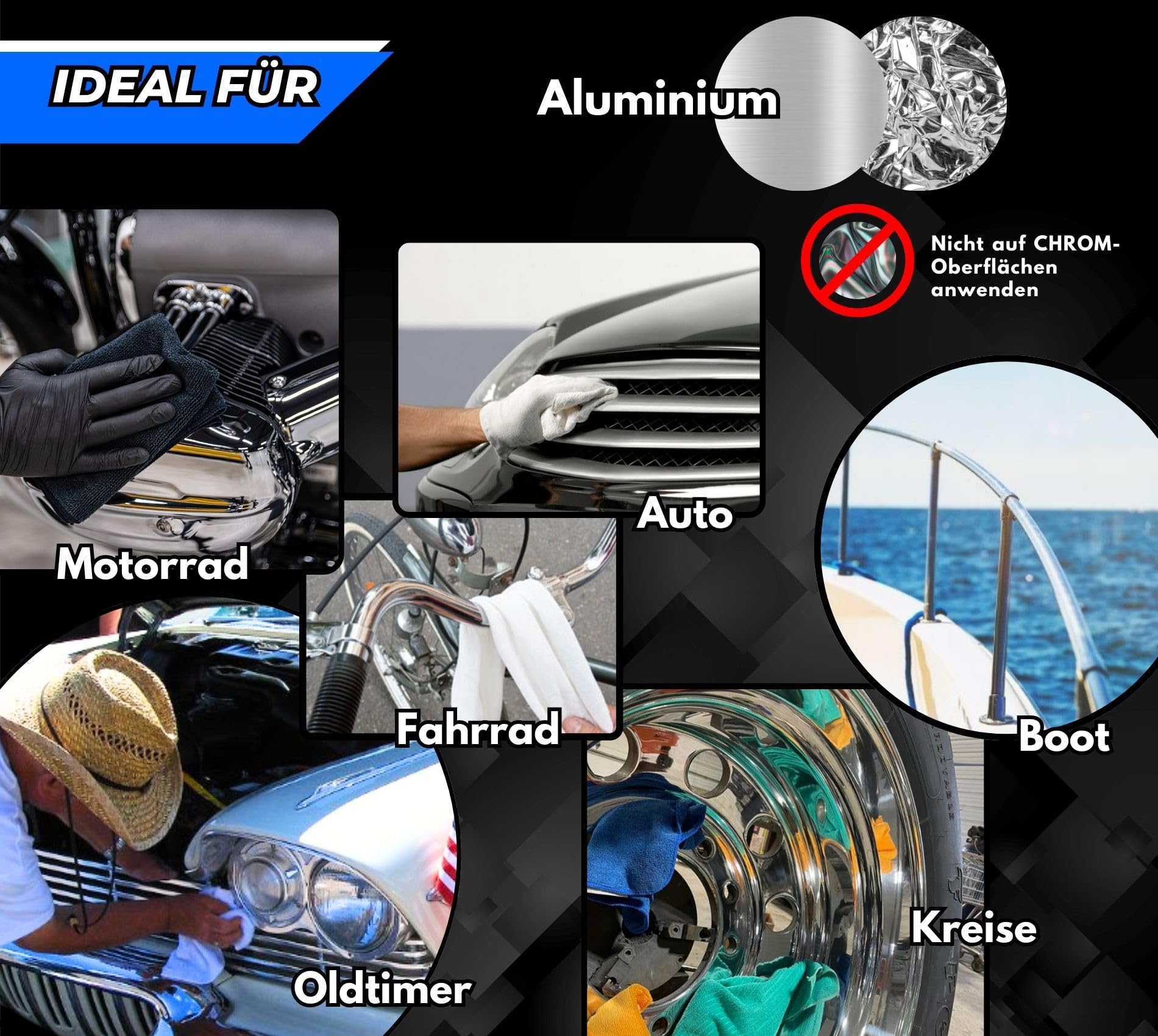 Lux Metal – Aluminium-Poliermittel für Aluminiun 1KG Schleifpaste Polieren Aluminiumoberflächen Leichtmetalllegierungen beseitigt Oxidkratzer Poliert reinigt karosserien Motorrad Boot Fahrradfelgen