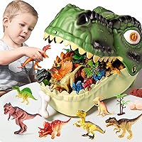 RISUNTOY 45PCS Realistic Dinosaur Toys for Kids 3-5 | Jurassic Playset with Eggs, Trees, Fence & Storage Case - Educational Dino World Gift