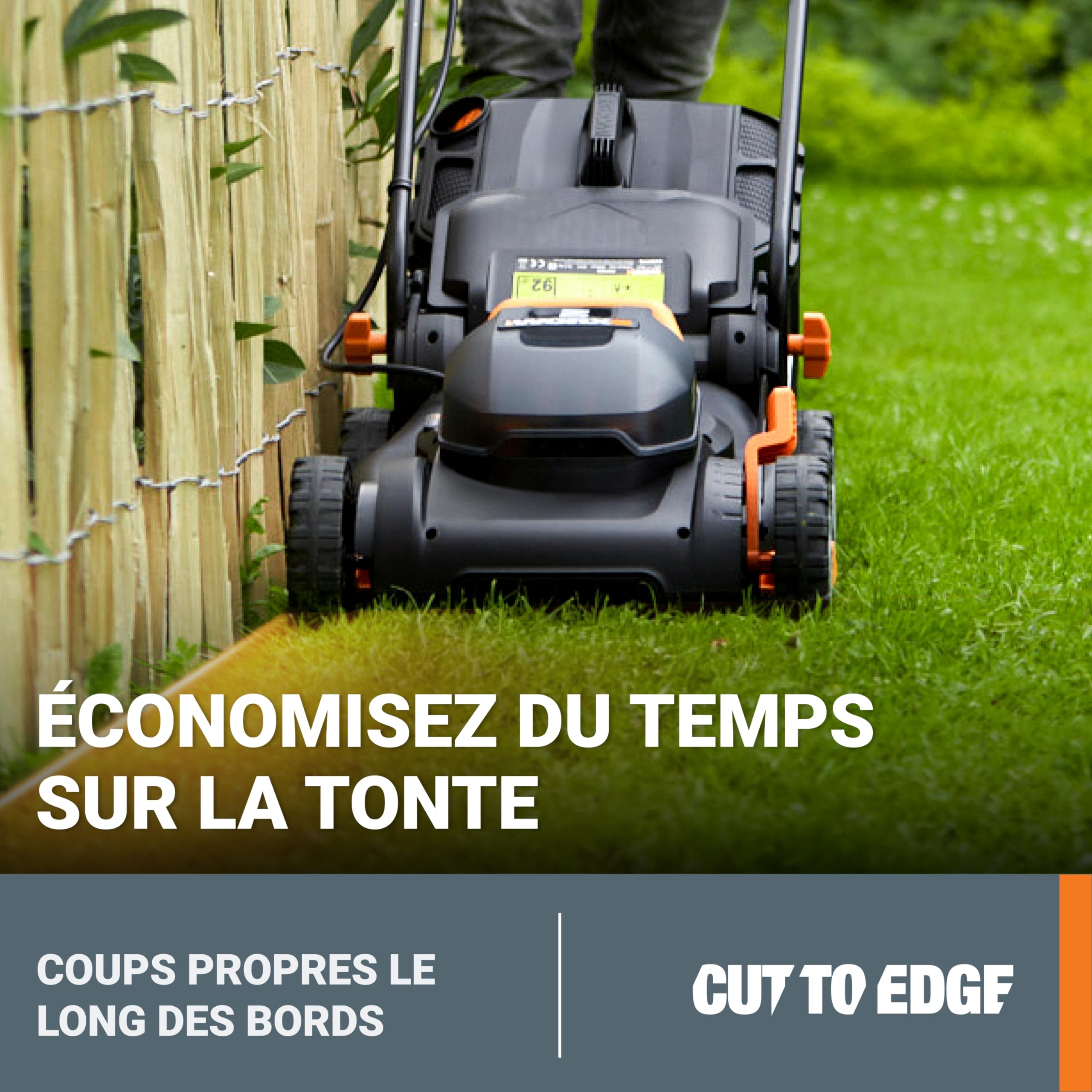 WORX Tondeuse à Gazon sans Fil 40V(2 x 20V) Max WG734E 40cm jusqu'à 500m²