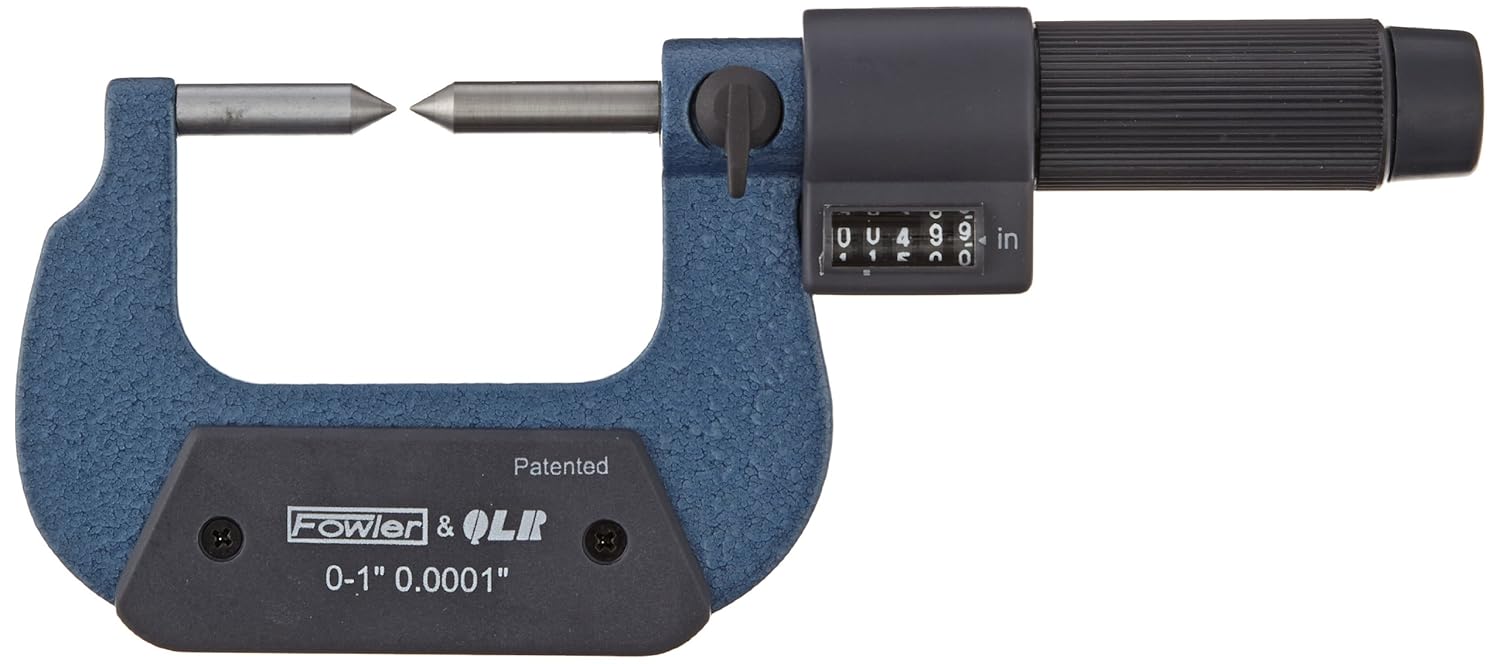 Fowler 52-226-641 EZ-Read Digit Micrometer with 60-degree Point, 0-1 Measuring Range, 0.00016 Accuracy, 0.0001 Graduation