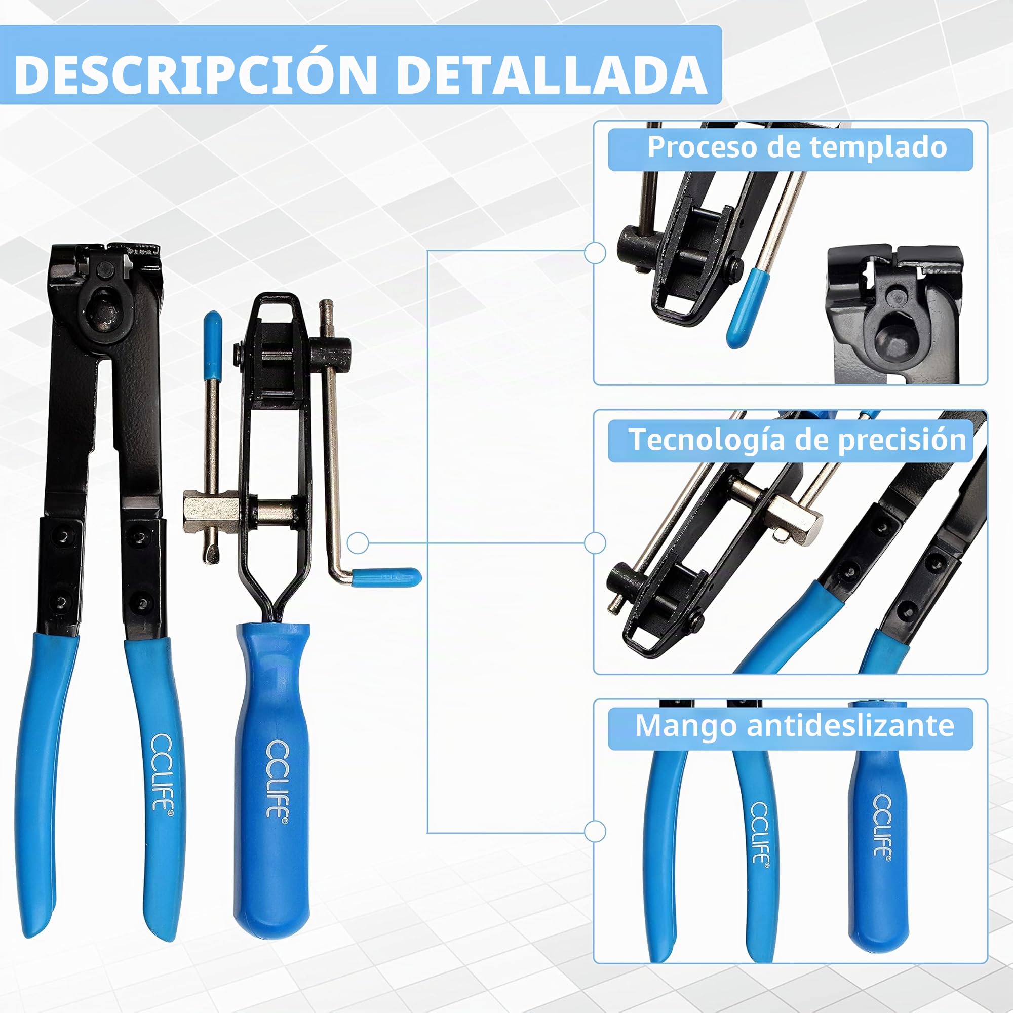 CCLIFE 2 piezas Juego de Alicates para Abrazaderas Oetiker Alicate Palier tenaza abrazadera