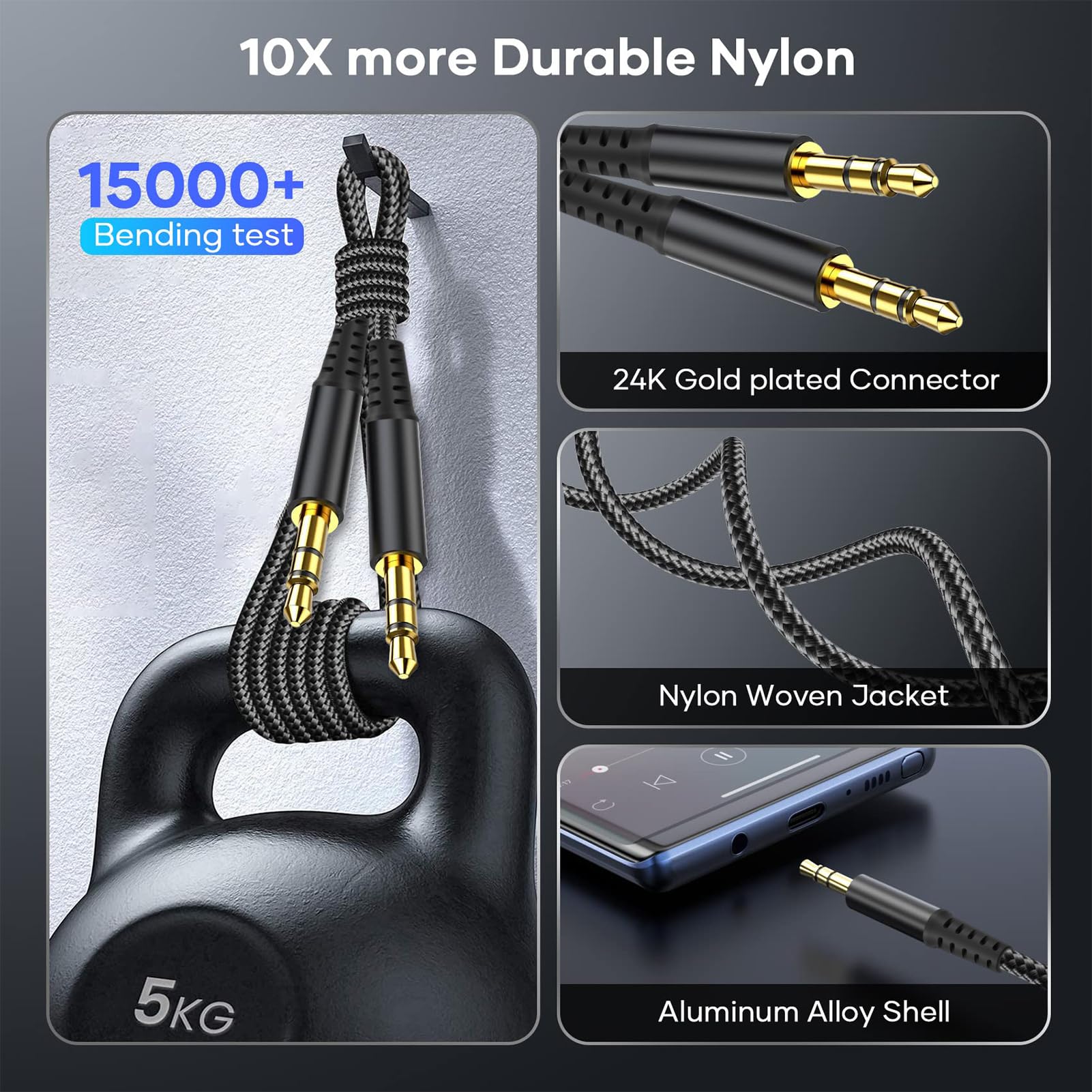 Basics Cavo Auxiliary audio stereo (connettore da 3,5 mm...Cavo Jack Usb | Confronta prezzi | Cavo audio e microfono 10 piedi ausiliario AUX 3,5 mm TRRS...47 Migliore adattatore jack nel 2024