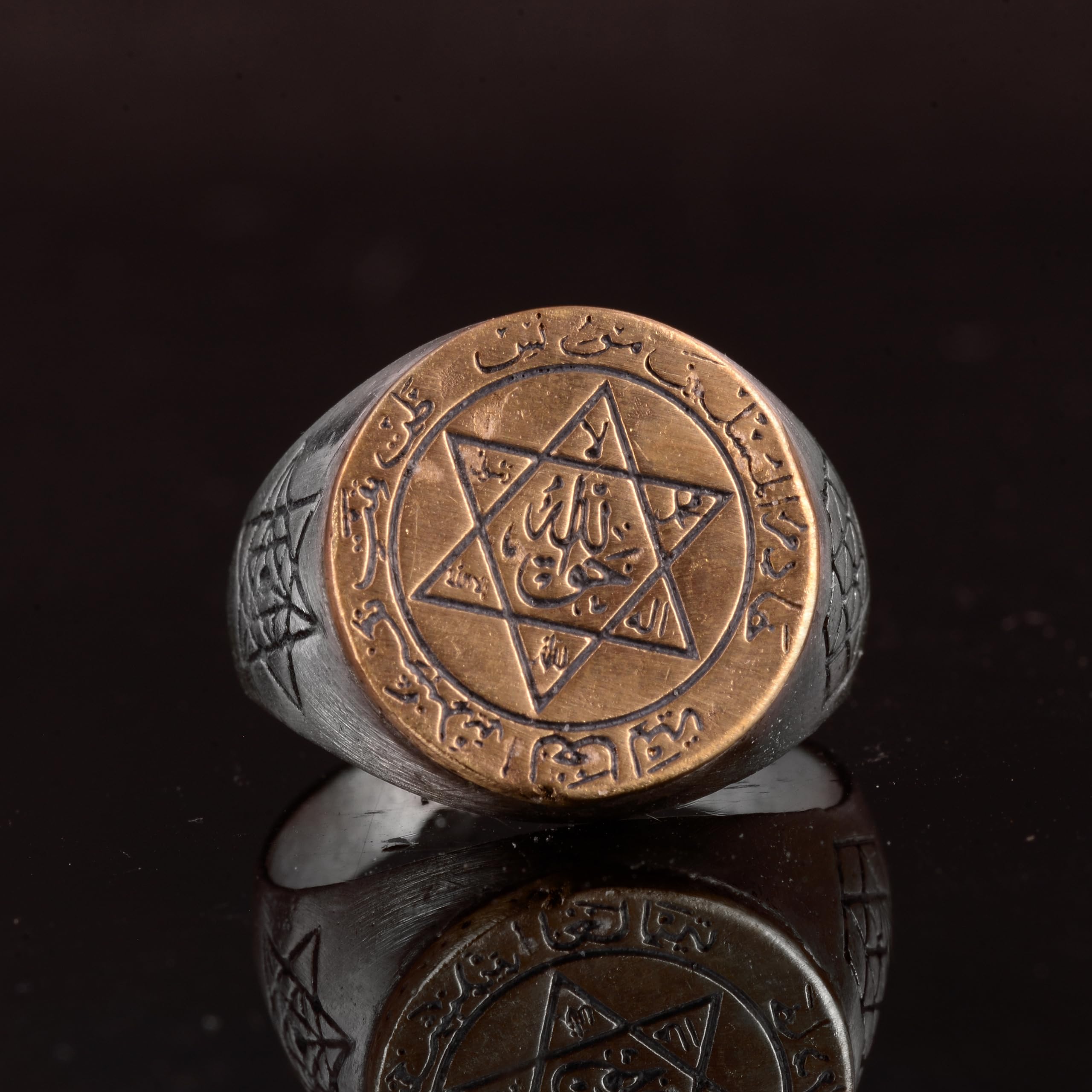 KAMBO Anillo de estrella de David, anillo de plata de ley 925 K, del rey Salomón, único hecho a mano para hombre (talla 10.5), piedra preciosa, sin piedras preciosas, Piedra preciosa