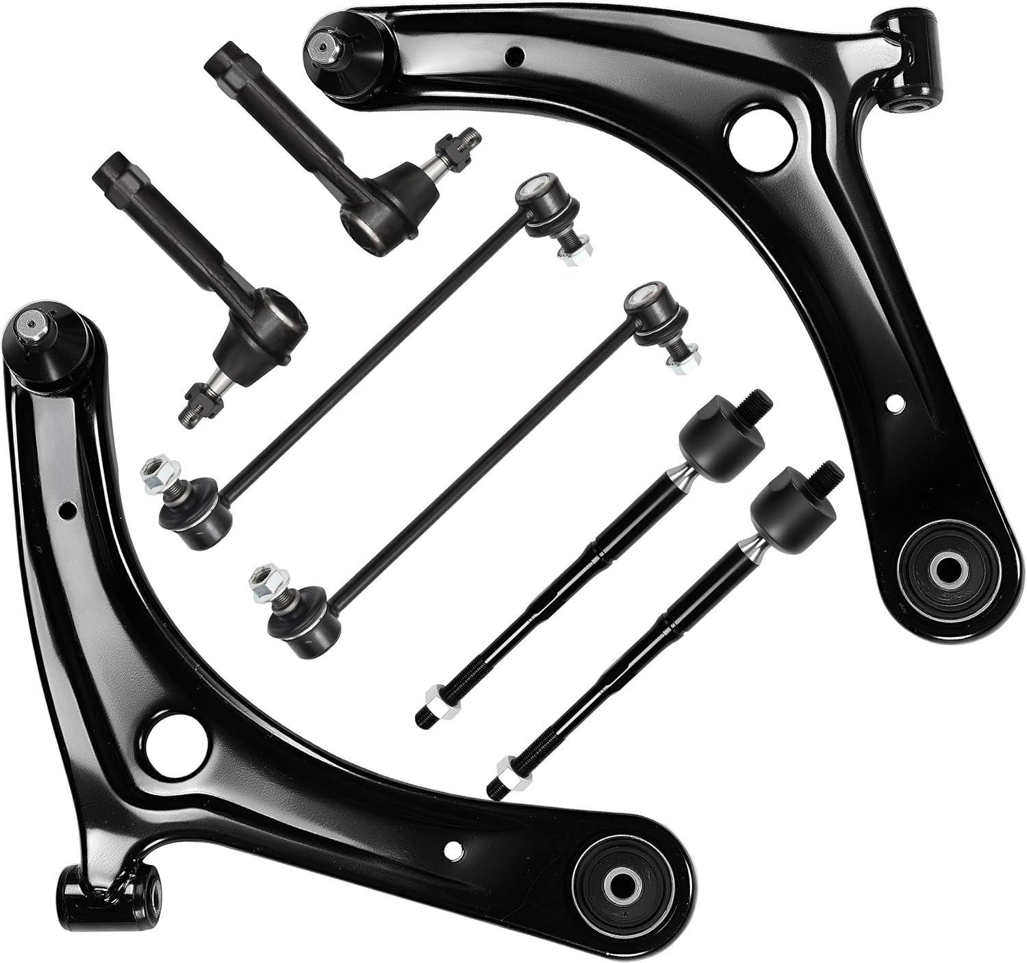 Front Lower Control Arm Suspension Kit for 2008-2013 Nissan Rogue & 2014-2015 Nissan Rogue Select, Tie Rod Ends Sway Bar End Links Lower Ball Joints