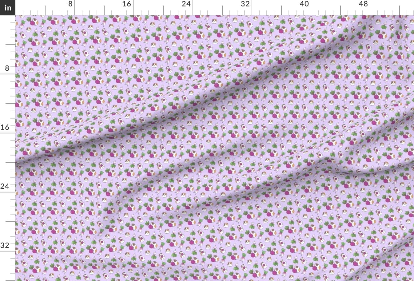Spoonflower Fabric - Lavender Guinea Pig Radish Pattern Animal Cute Pet Illustration Printed on Upholstery Velvet Fabric Fat Quarter - Upholstery Home Decor Bottomweight Apparel