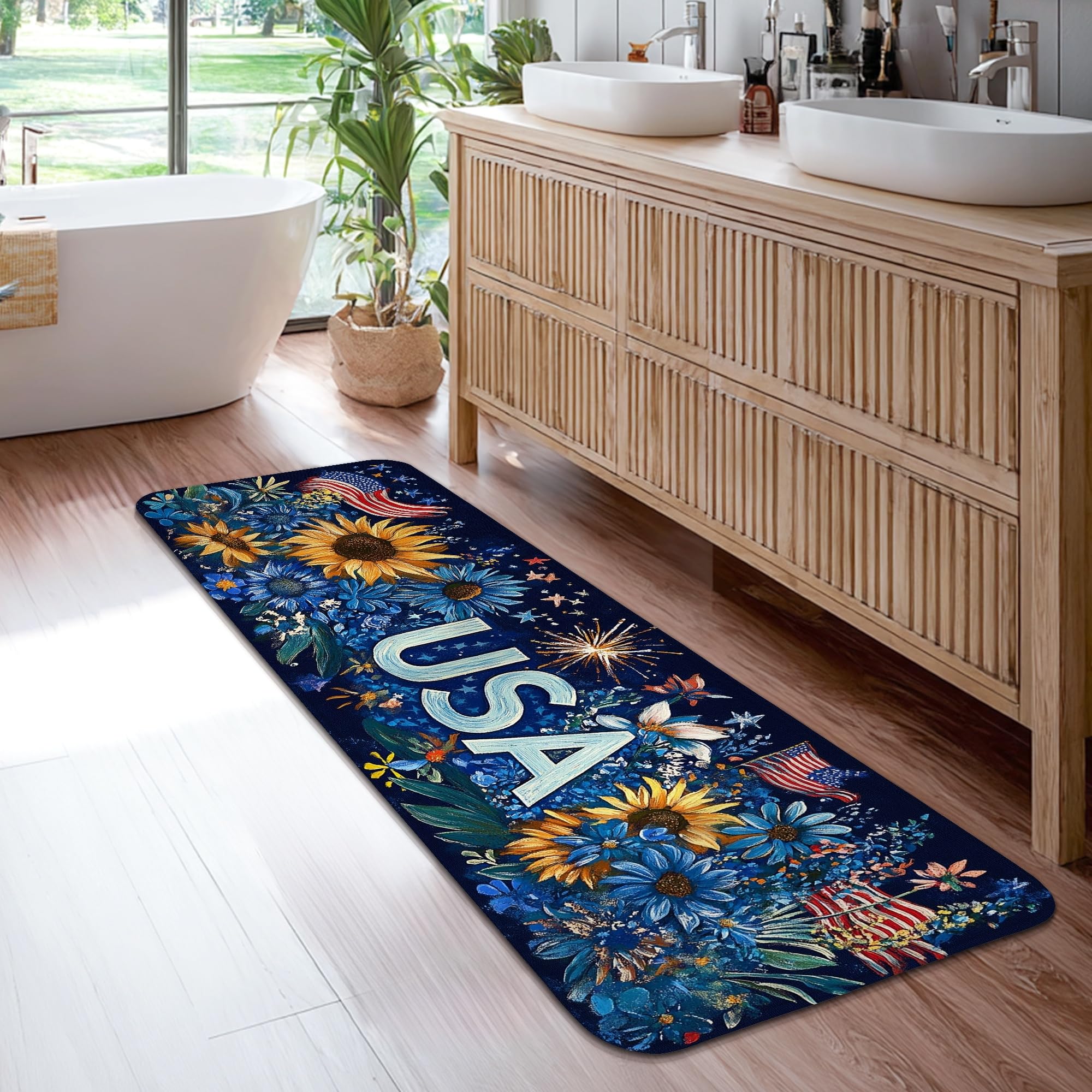 Tapis de couloir de cuisine rectangulaire bleu 6,1 x 1,8 m