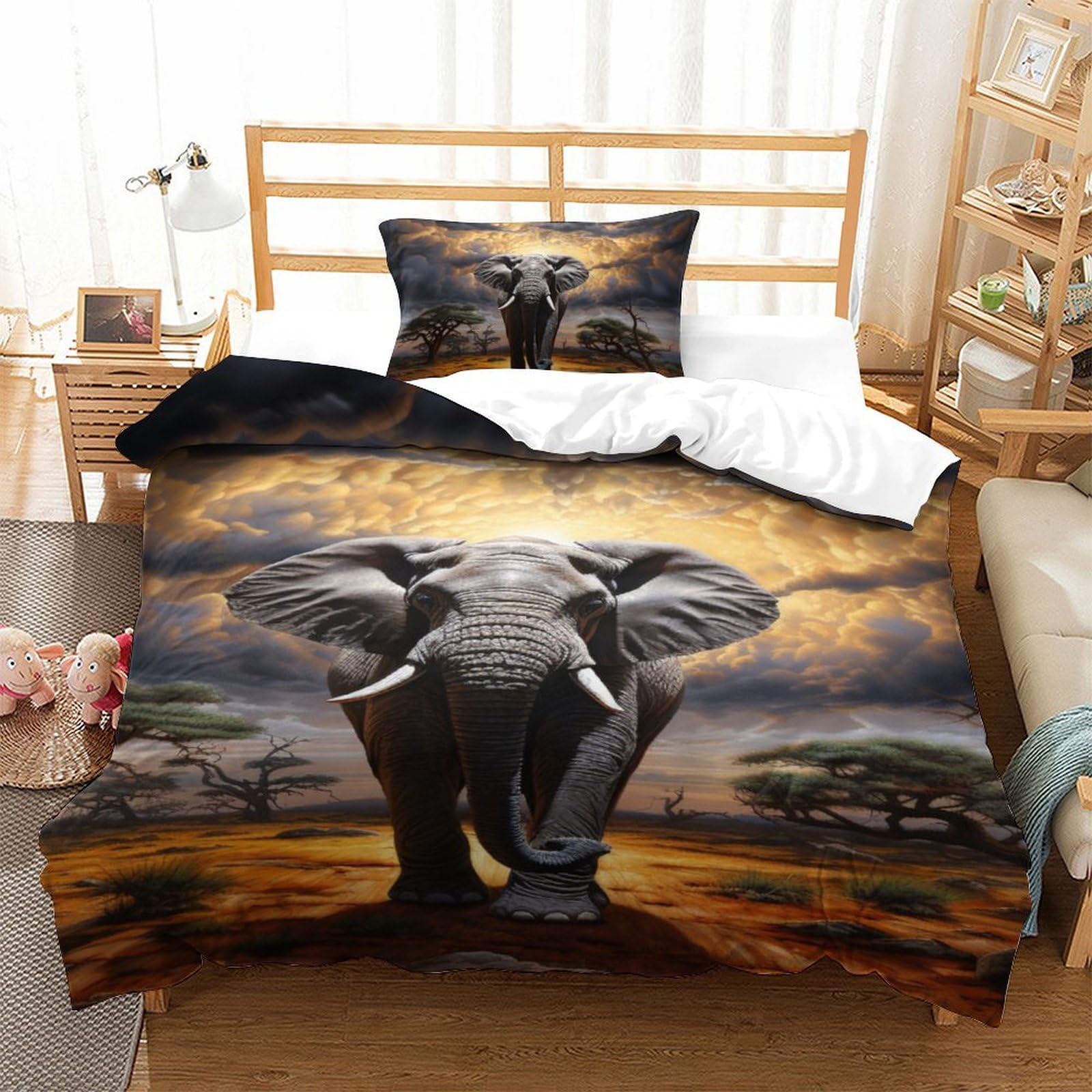 Parure de lit éléphant 3D crée une jungle dans la chambre