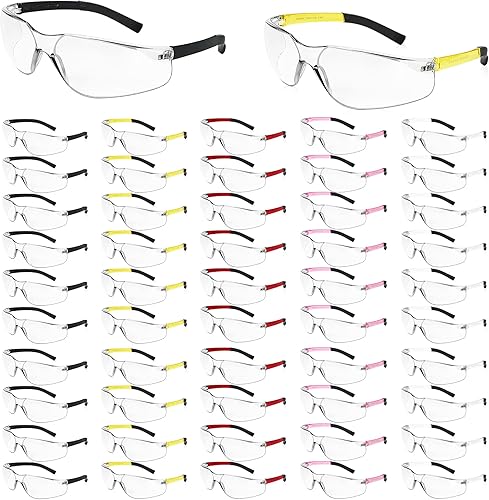 Miniatura 12 de Anteojos de seguridad para hombres y mujeres, ANSI Z87.1 Gafas de Seguridad a Granel, Gafas Protectoras Resistentes a los Arañazos rojo