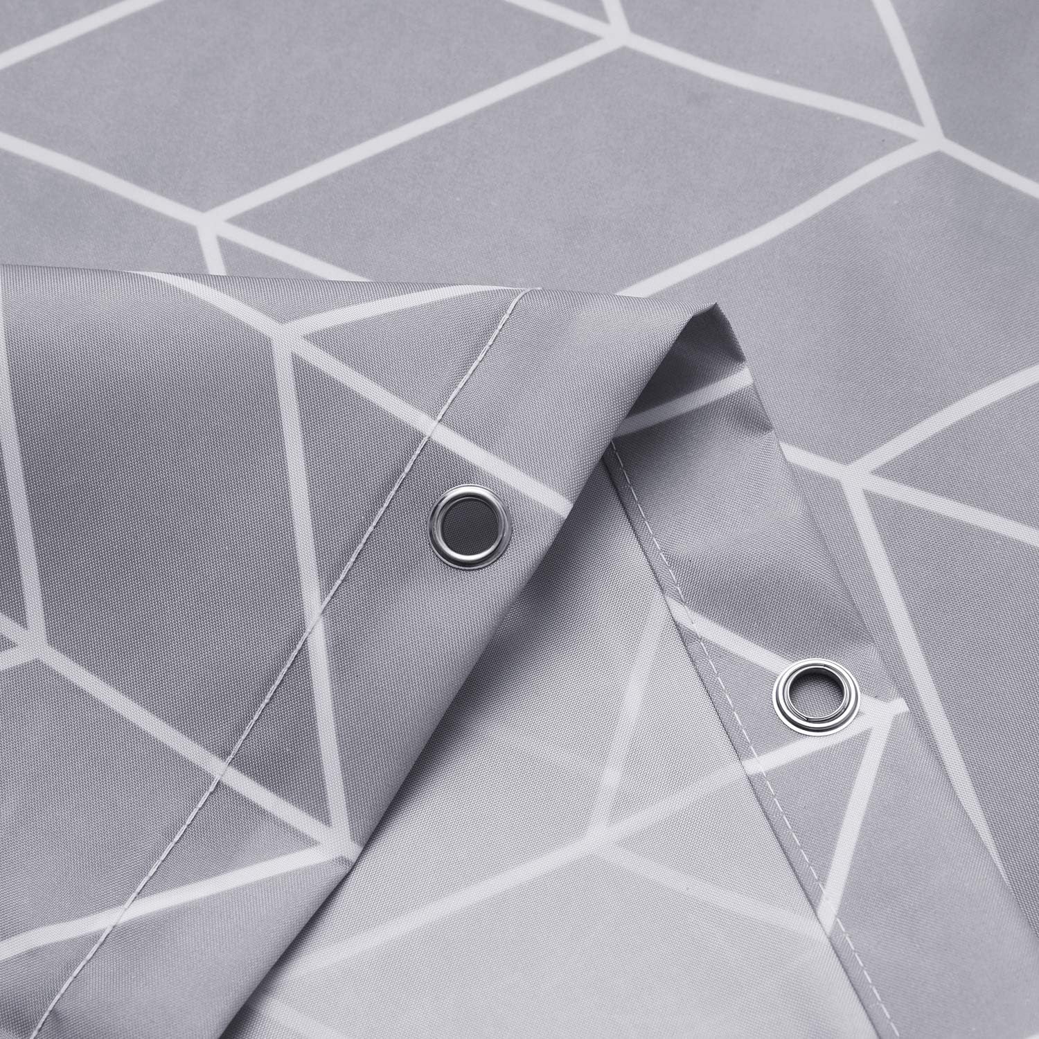 Trimming Shop Grey Chevron Shower Curtain, Polyester Fabric Bathroom Curtain, Waterproof & Mould Resistant, With 12 Hooks - Image 4