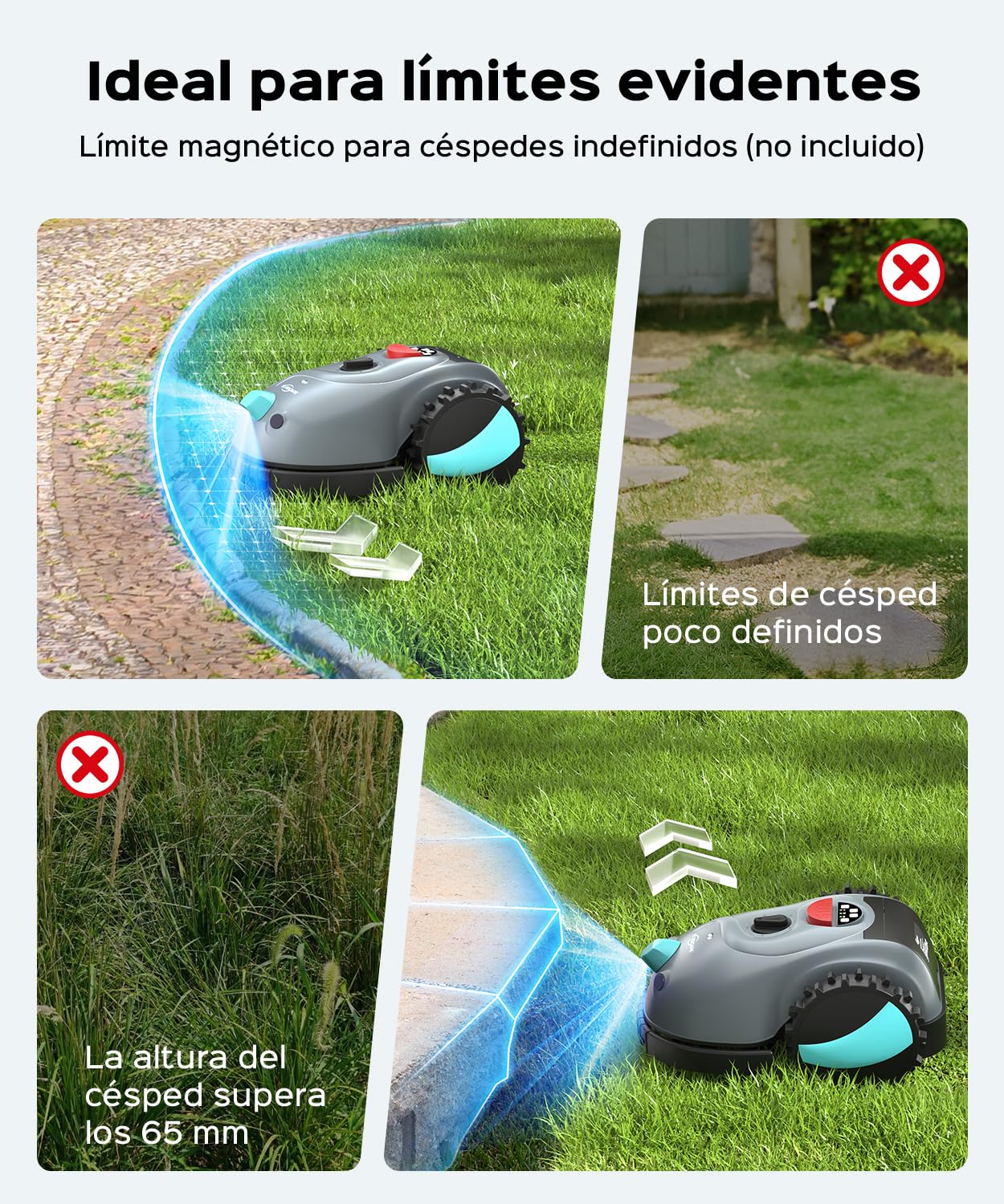 YARDCARE V100 Robot Cortacesped sin Cable Perimetral, con Cámara, Sistema de Evitación de Obstáculos, Navegación Visual, 4 Ah Batería, Cortacésped Robótico con Cuchillas de Repuesto y Corte en Espiral