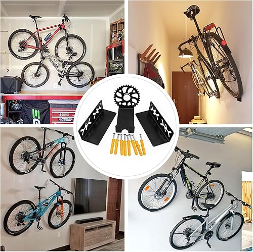 Miniatura 7 de MZYRH Soporte de pared resistente para bicicleta, acero inoxidable, paquete de 2, estante de almacenamiento de bicicletas, ideal para bicicletas de