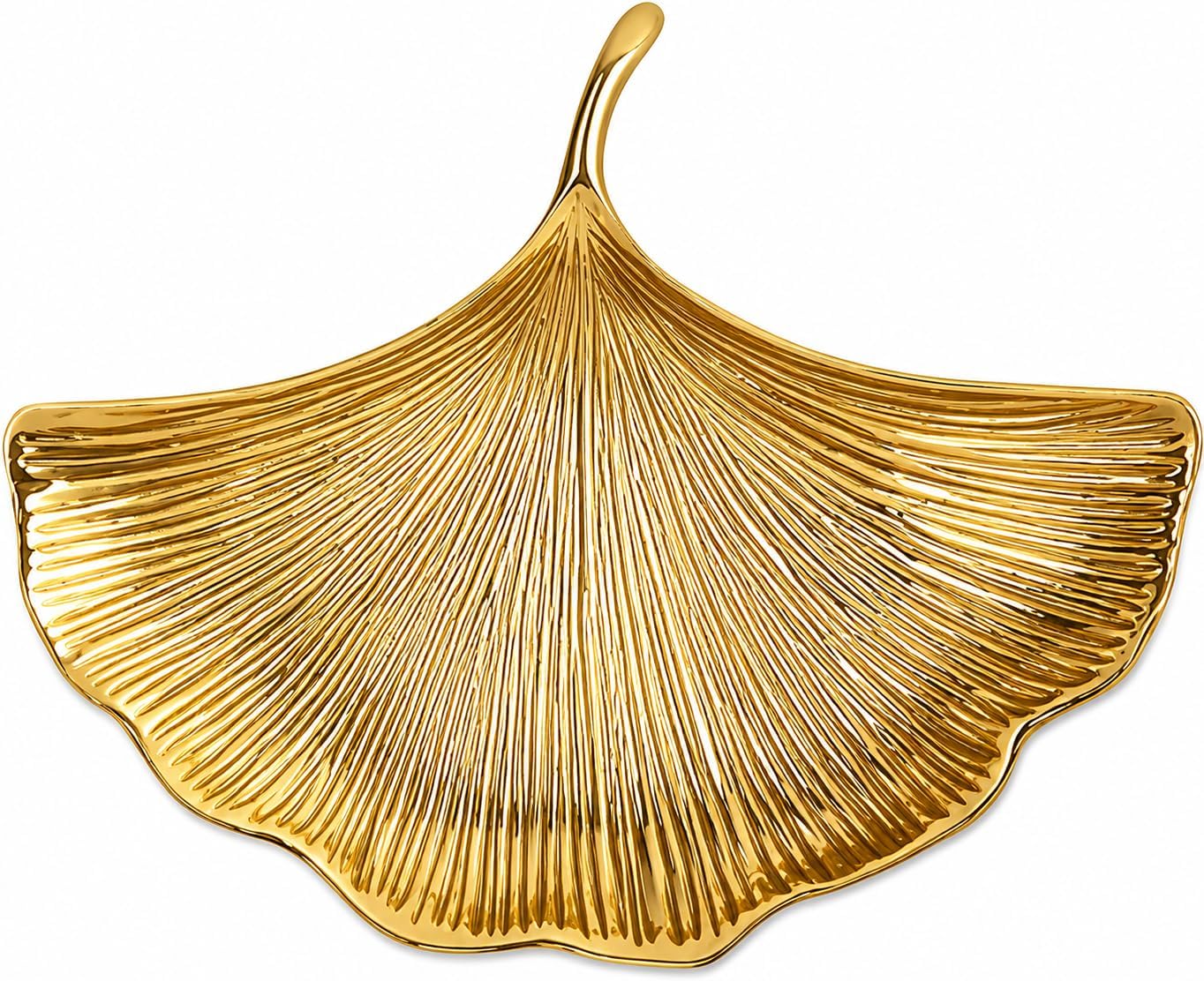 Golden Leaf Tray Ginkgo Leaf Decorative Gold Trinket Dish Jewelry Ring Holder Gold Leaf Jewelry Plate Dish Vanity Tray​