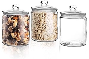 Set of 3 Glass Canisters with Lids