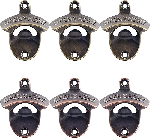 Miniatura 15 de Abrebotellas de moda antiguo montado en la pared inoxidable ABIERTO AQUÍ Negro Tornillo en la pared Cerveza Soda tapa tapa abrebotellas cobre Negro,